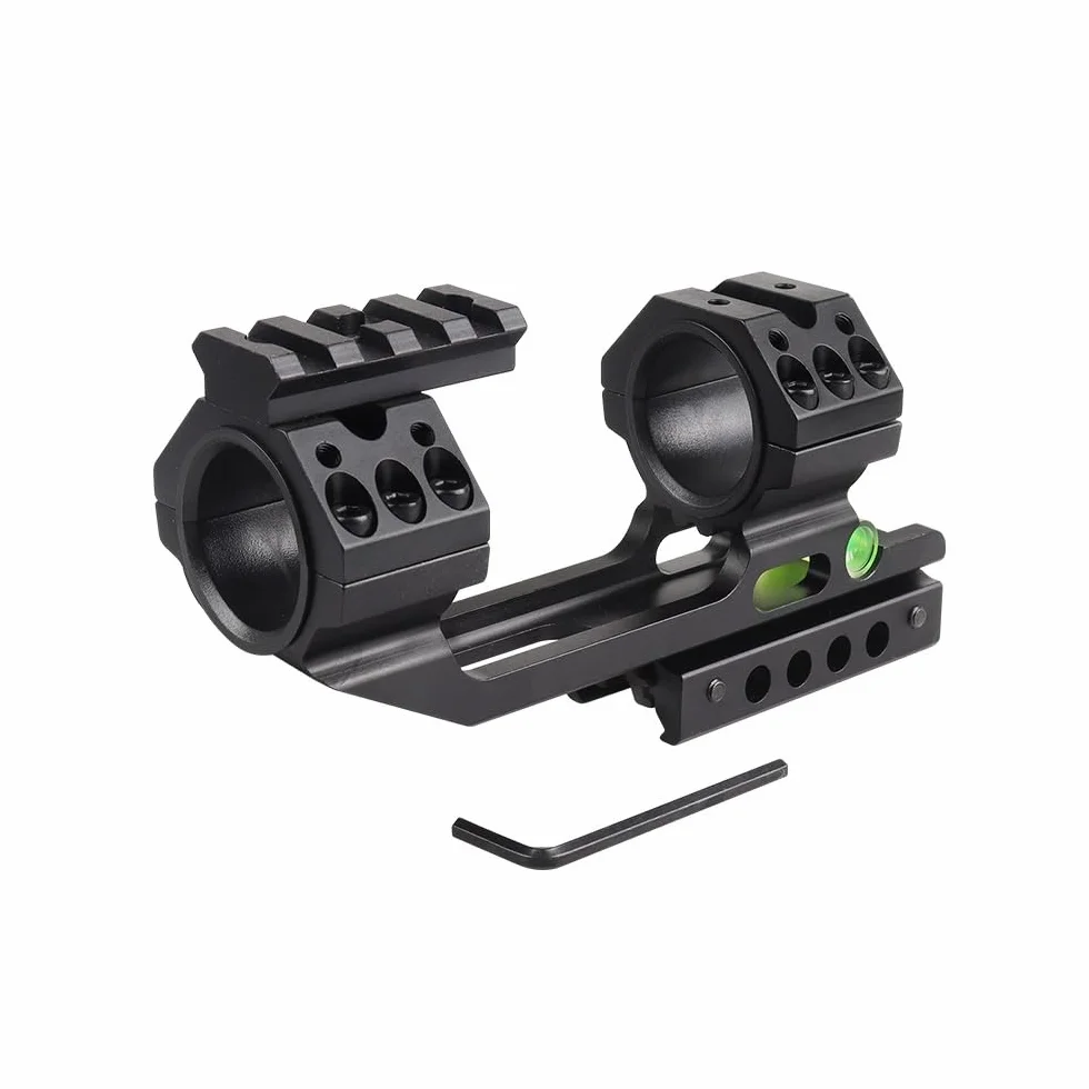 Support De Lunette Optique Double Anneau en Alliage D'aluminium 25,4/30 mm avec Niveau À Bulle Rails Picatinny Décalés