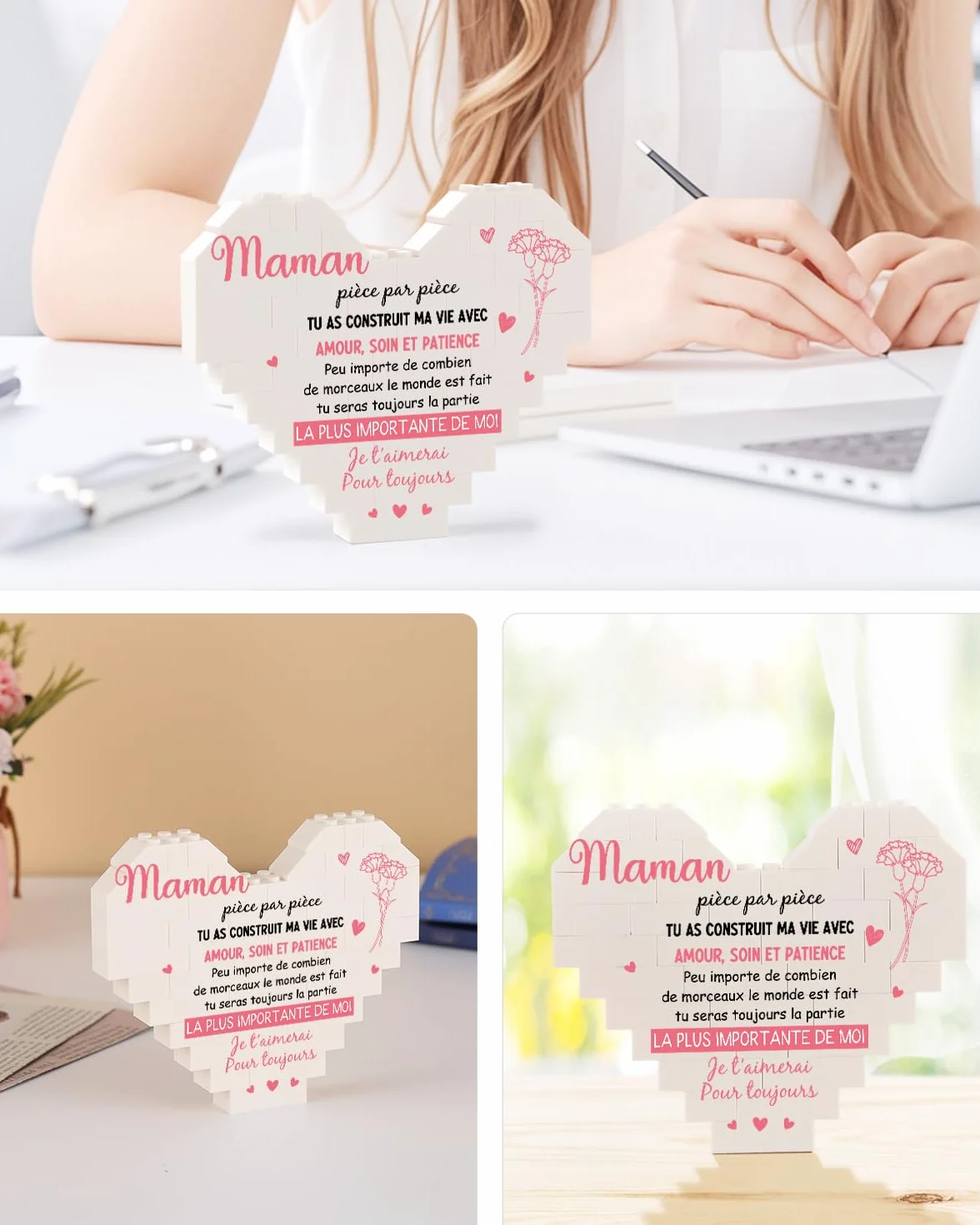 Cadeau Maman Ornement Cœur Décoratif Anniversaire Fête des Mères Fils Filles