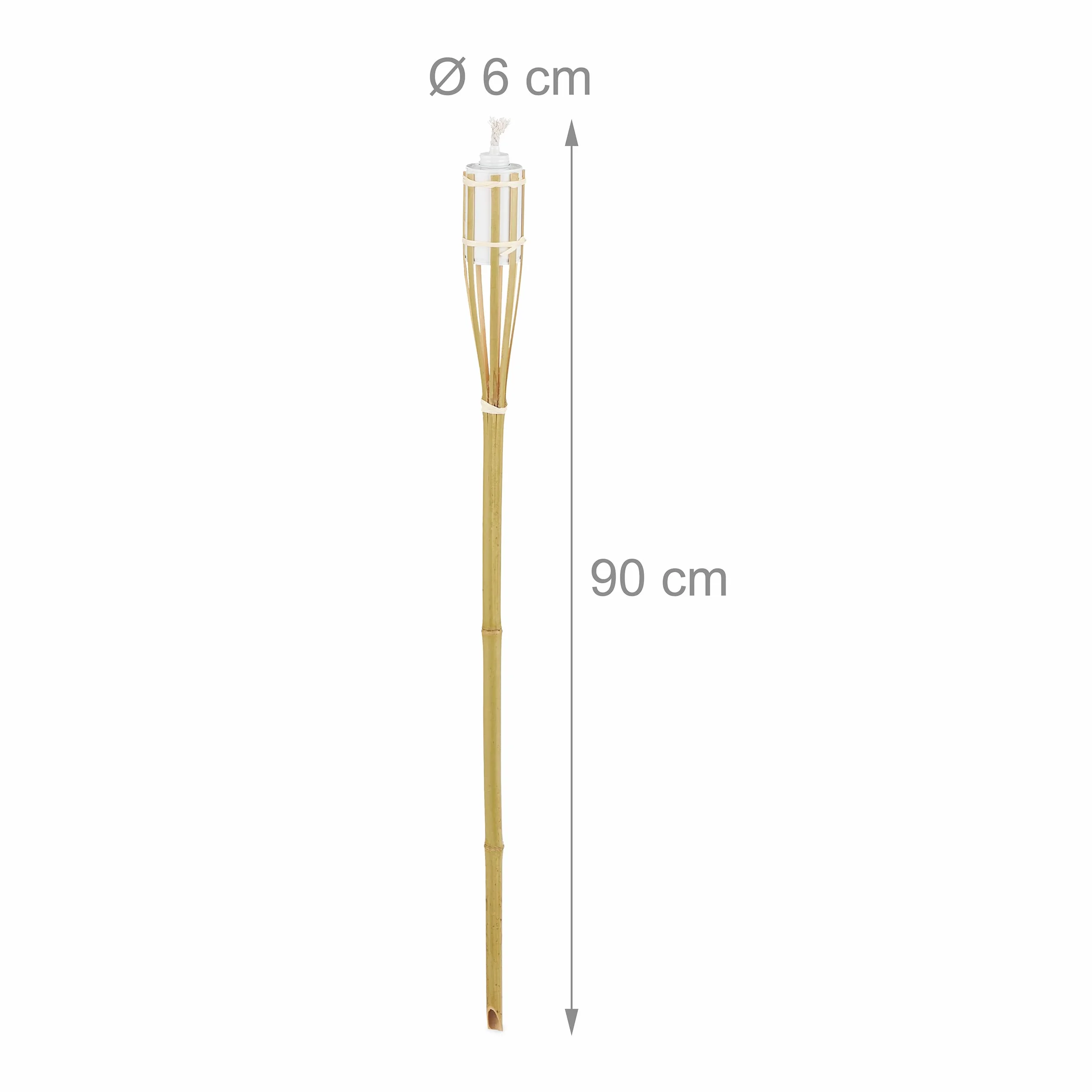 Relaxdays Flambeaux Bambou Set de 10 90x6 cm Rechargeable avec Mèches