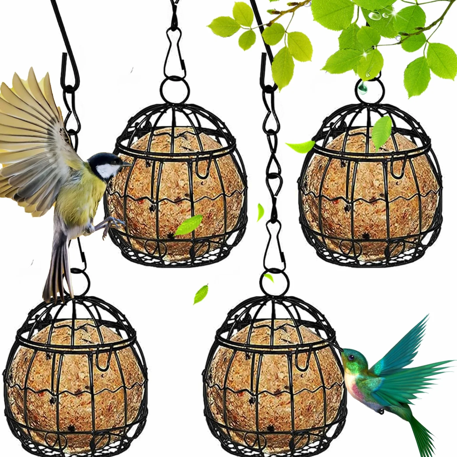 Mangeoire Oiseaux Extérieur Lot de 4, Bird Feeder Suspendue Crochets en Forme de S Métal