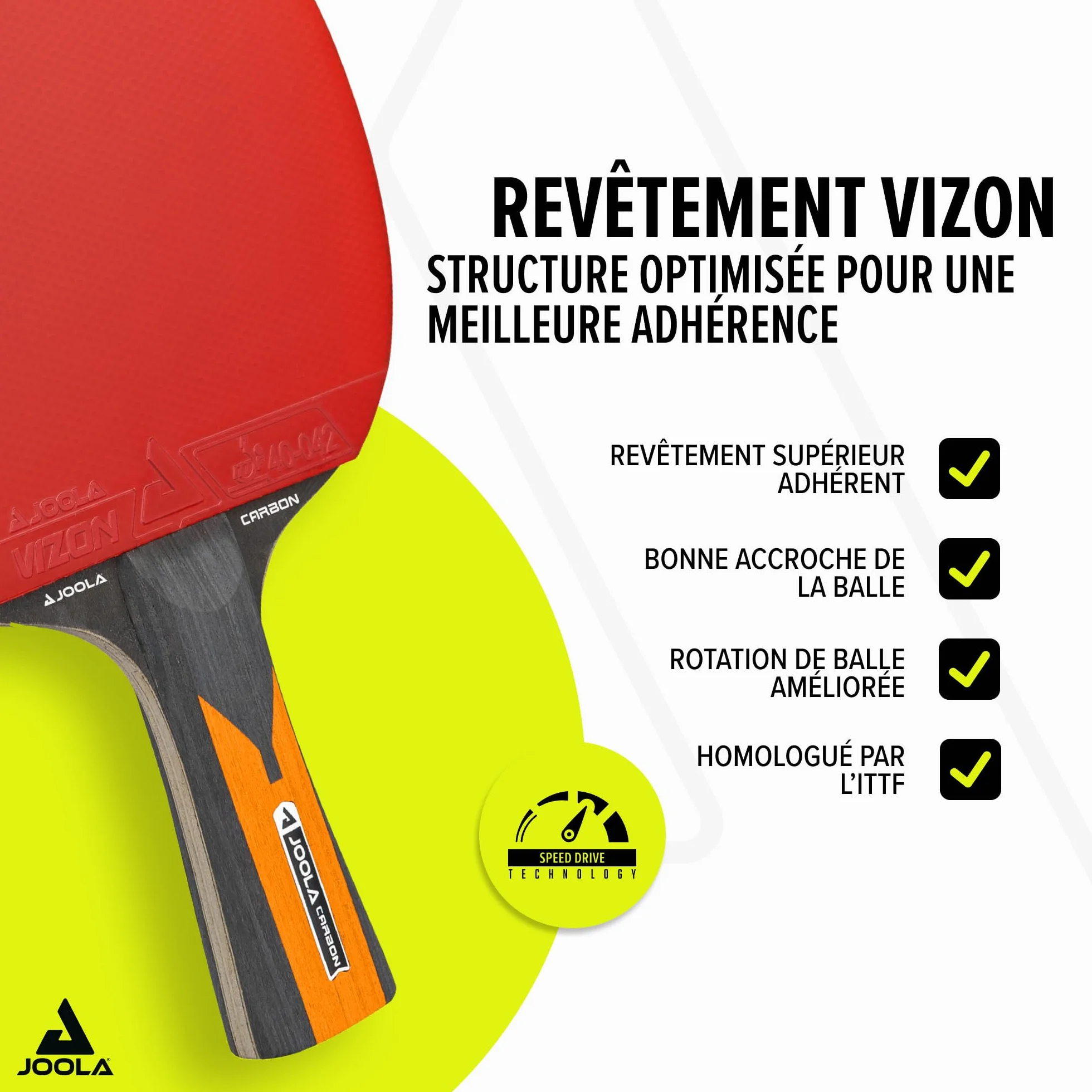 JOOLA Raquette de Ping-Pong, Carbon pour Joueurs avancés - Technologie Carbowood