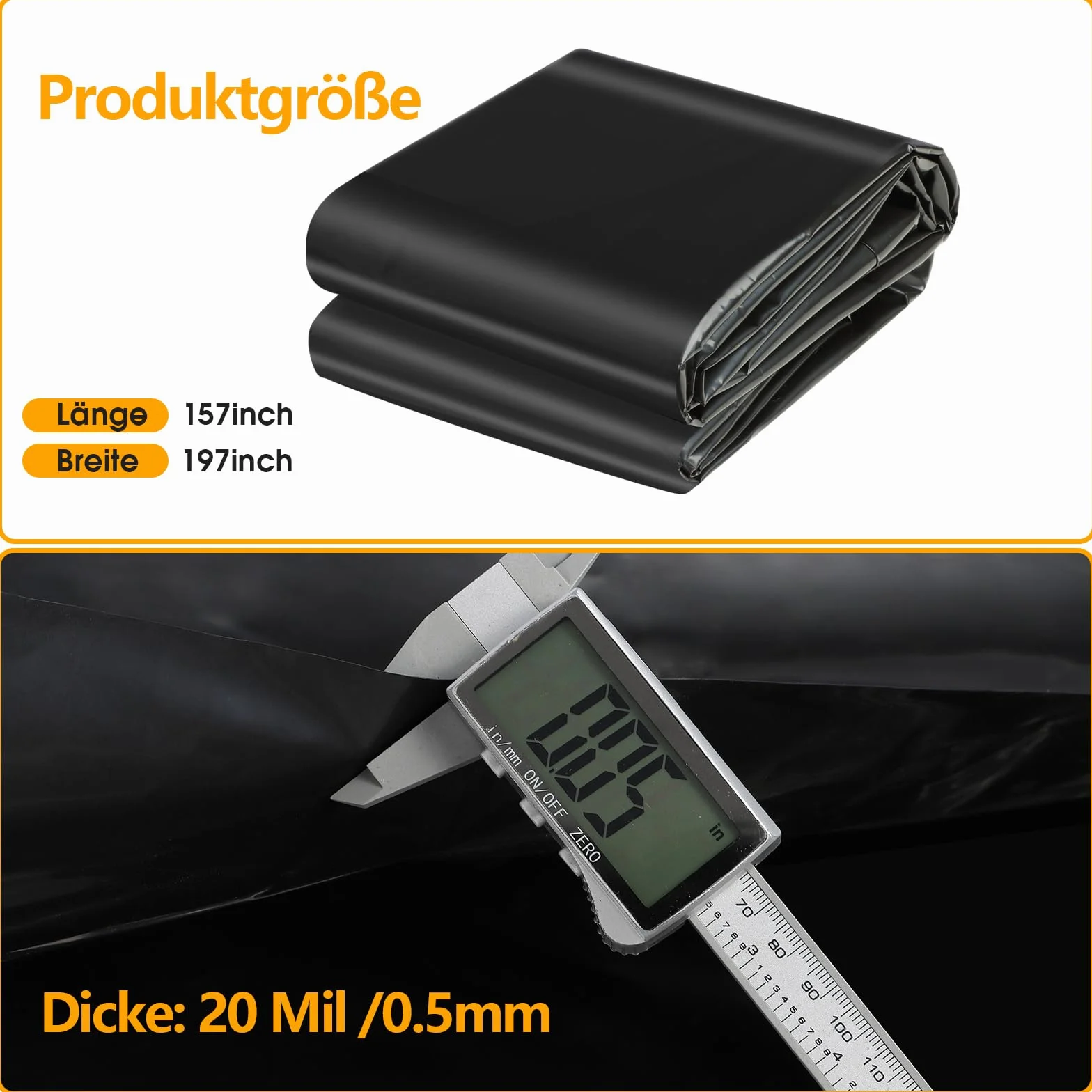 Bâche pour bassin LDPE noir 157x197 pouces résistante à la déchirure lourde
