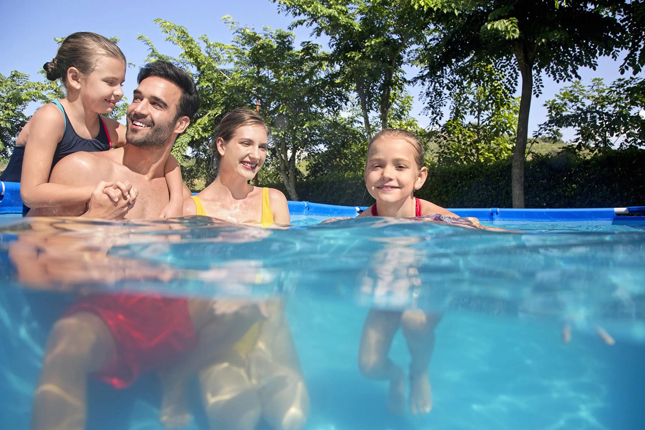 Bestway Steel Pro Piscine rectangulaire enfant cadre acier pompe filtrante 400 x 211 x 81 cm Bleu