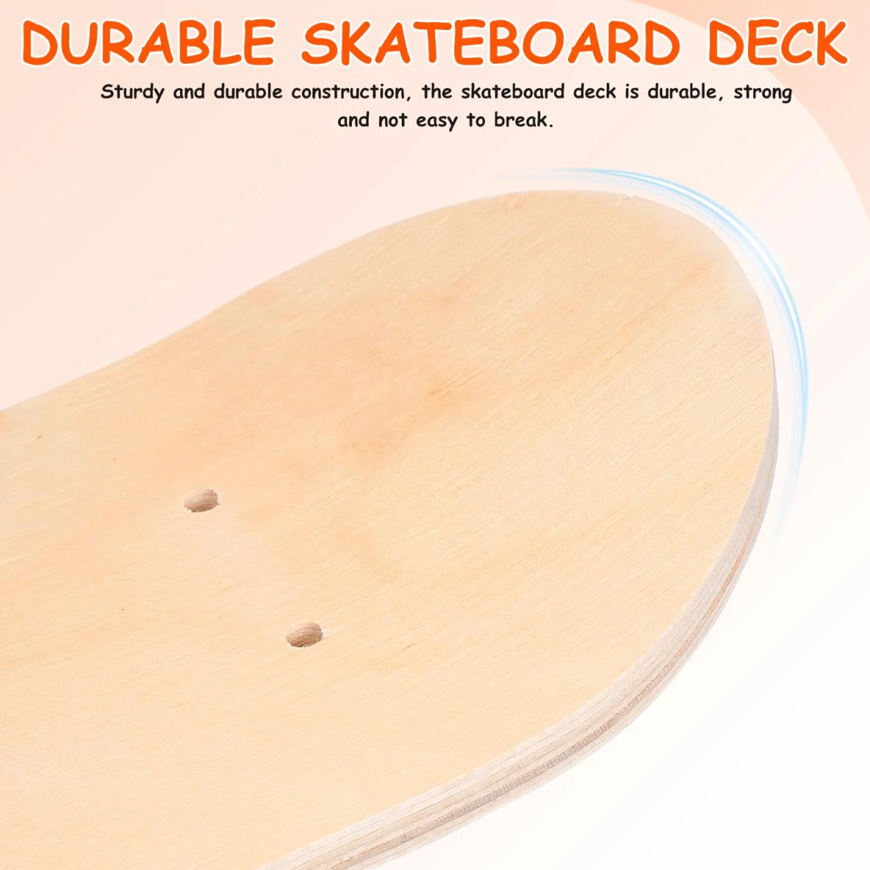 Toyvian Planche de Skate Vierge, Skate Bois d'Érable 7 Couches Plateau de Skateboard DIY avec Trous Pré-PerçéS pour Peinture Graffiti Loisirs Créatifs Enfant Décoration Murale Activité Manuelle, 43cm