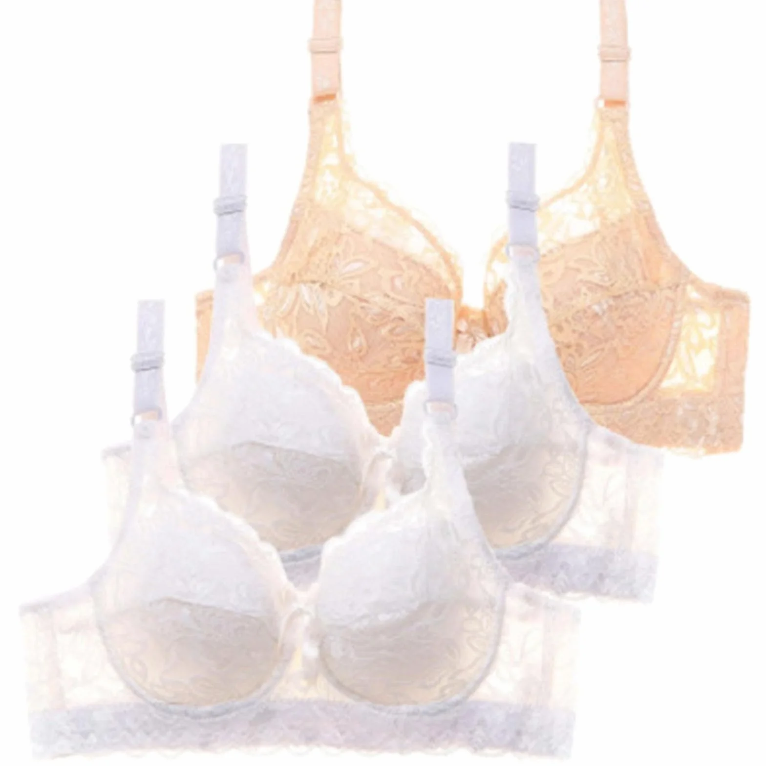 Soutien-Gorge 3 pièces pour Femme, Grande Taille, Dentelle Bustier Harnais