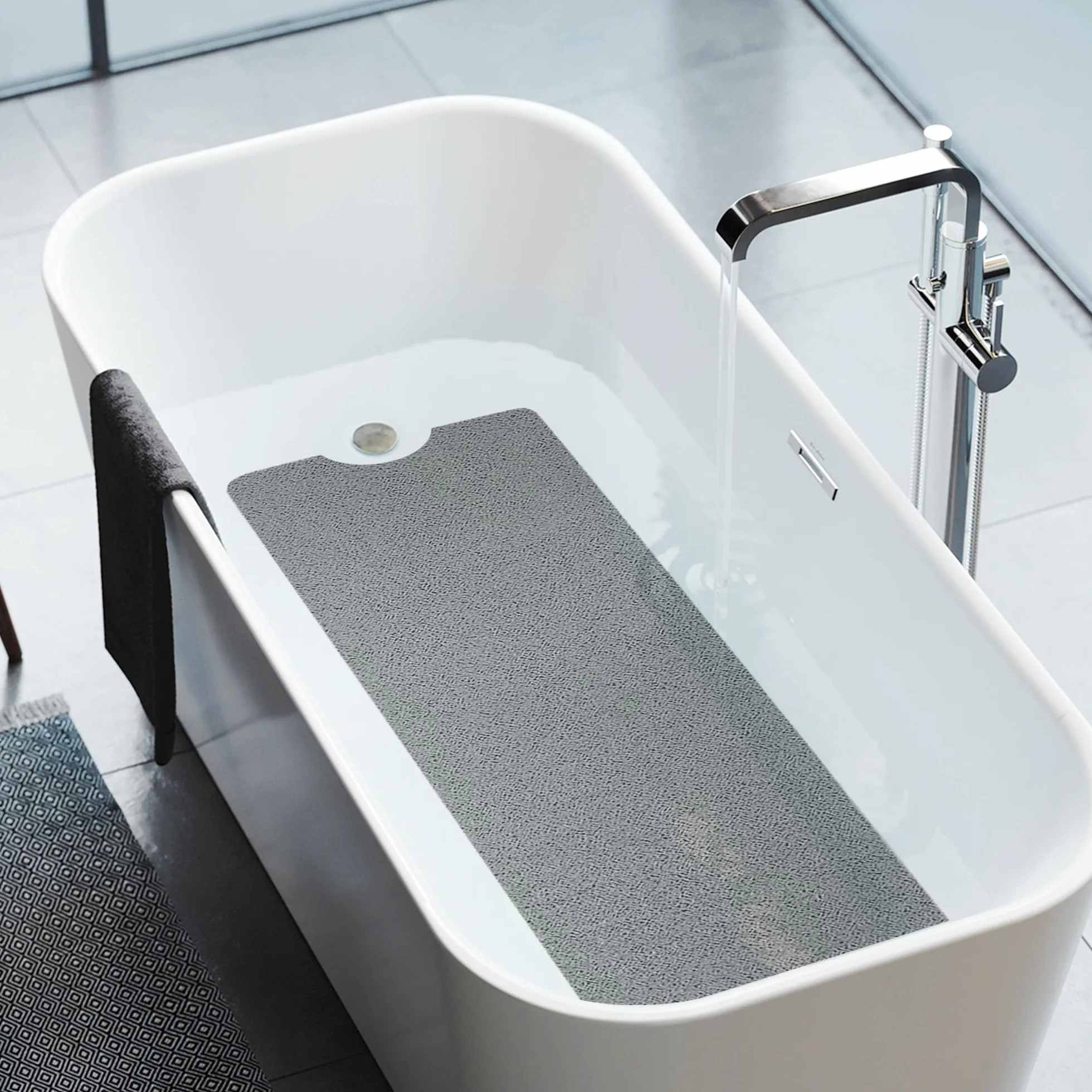 HITSLAM Tapis de Baignoire Antidérapant 100x40cm, Gris