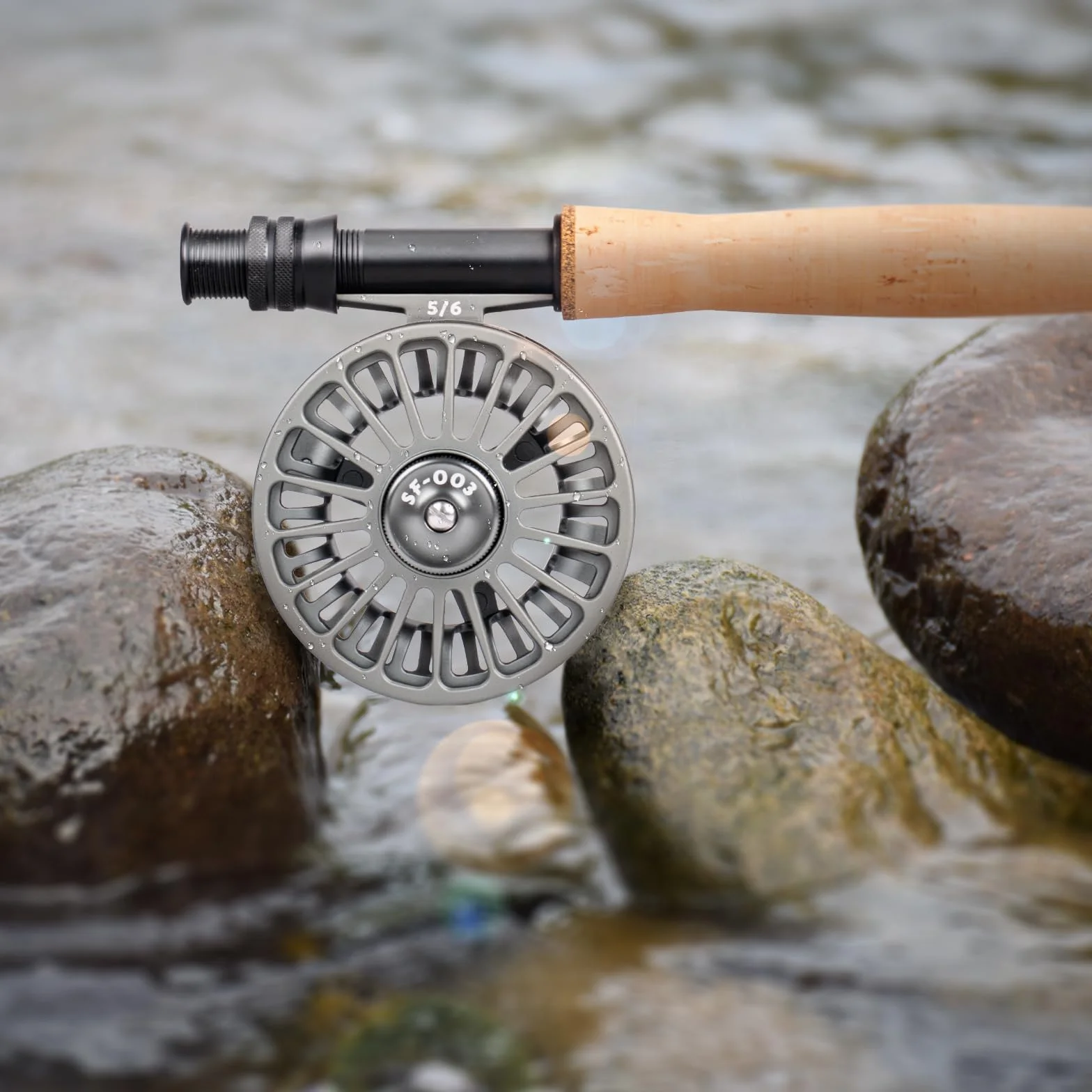 SF SF-003 5/6wt Fly Fishing Reel Single/Combo for Fly Fishing with Aluminum Alloy Body, Easy Spool Change, Pre-Loaded Fly Reel with Line Combo for Freshwater, Matte Gunmetal Gray
