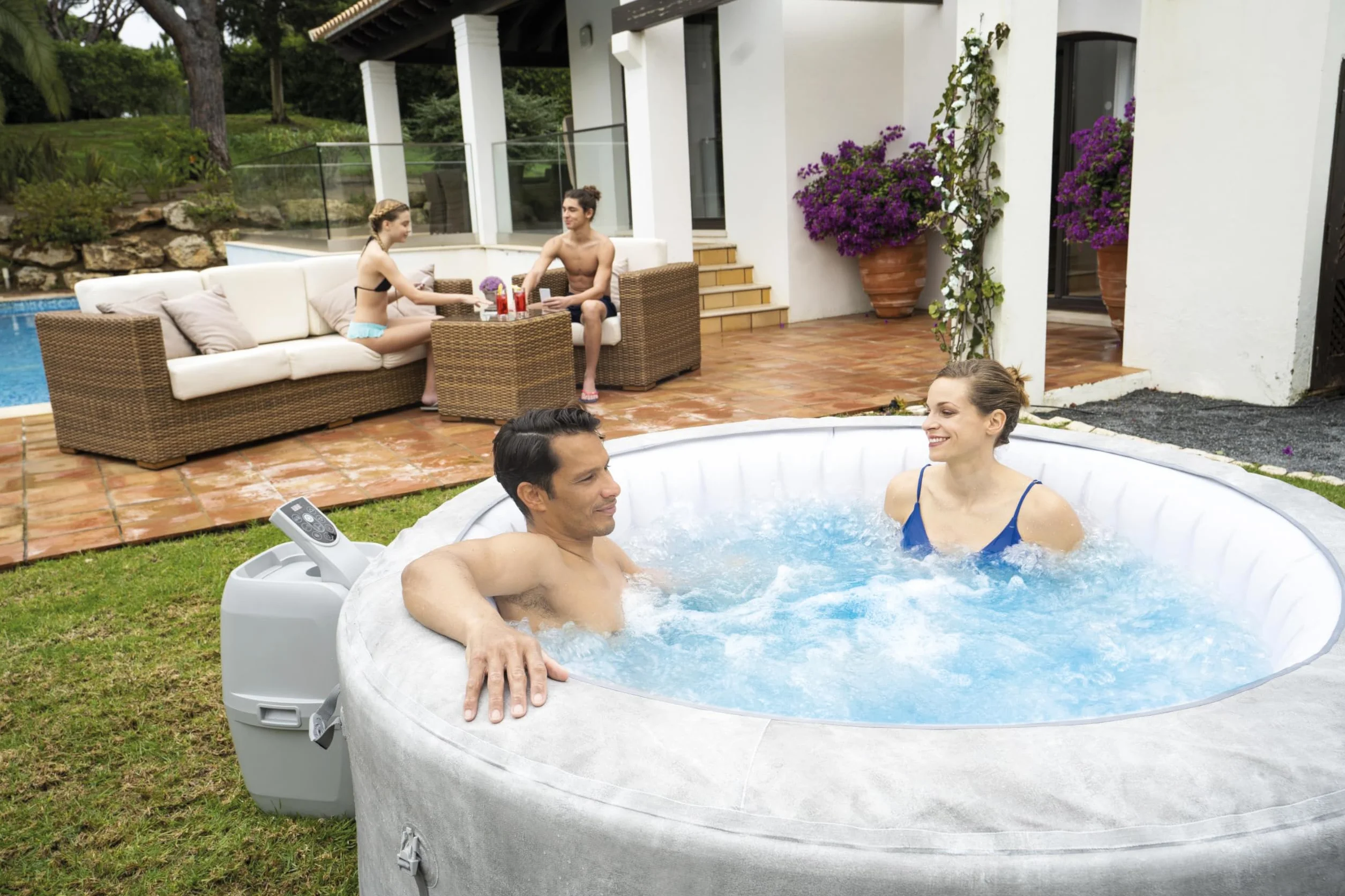Lay-Z-Spa Zurich EnergySense™ Spa Gonflable 2-4 Personnes 180 x 66 cm 120 Airjet™ Filtration Cartouche