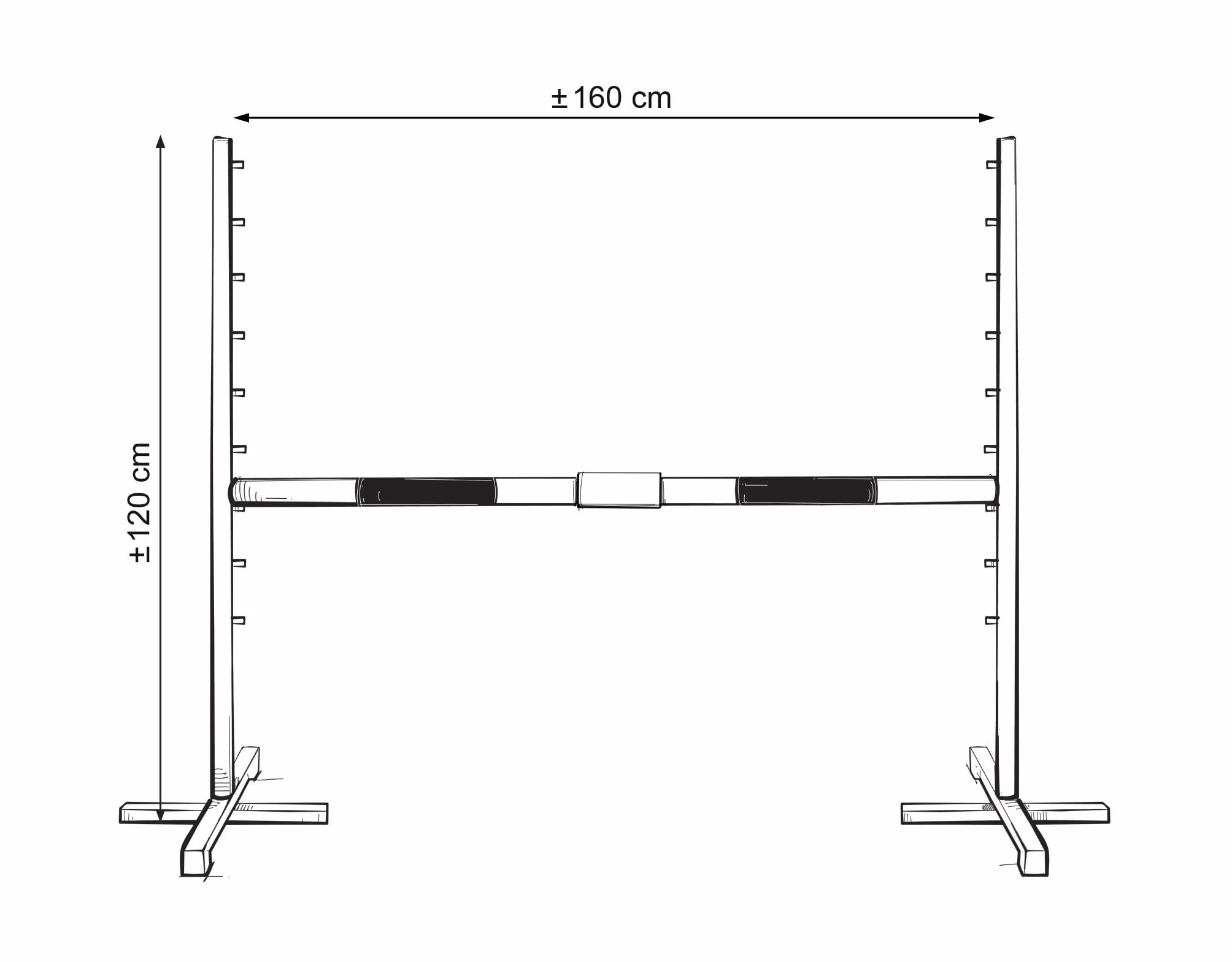 Obstacle de Saut pour Hobby Horse 160cm, h-120 cm, Faisceau 50mm - Noir