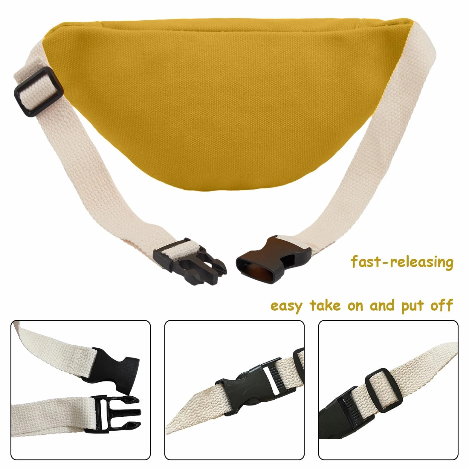 Dzxin Sac Banane en Toile pour Enfants, Sac Banane Unisexe pour Tout-Petits, garçons et Filles, Sac de Poitrine pour ourse à Pied, randonnée, Voyage, Sport (Jaune)