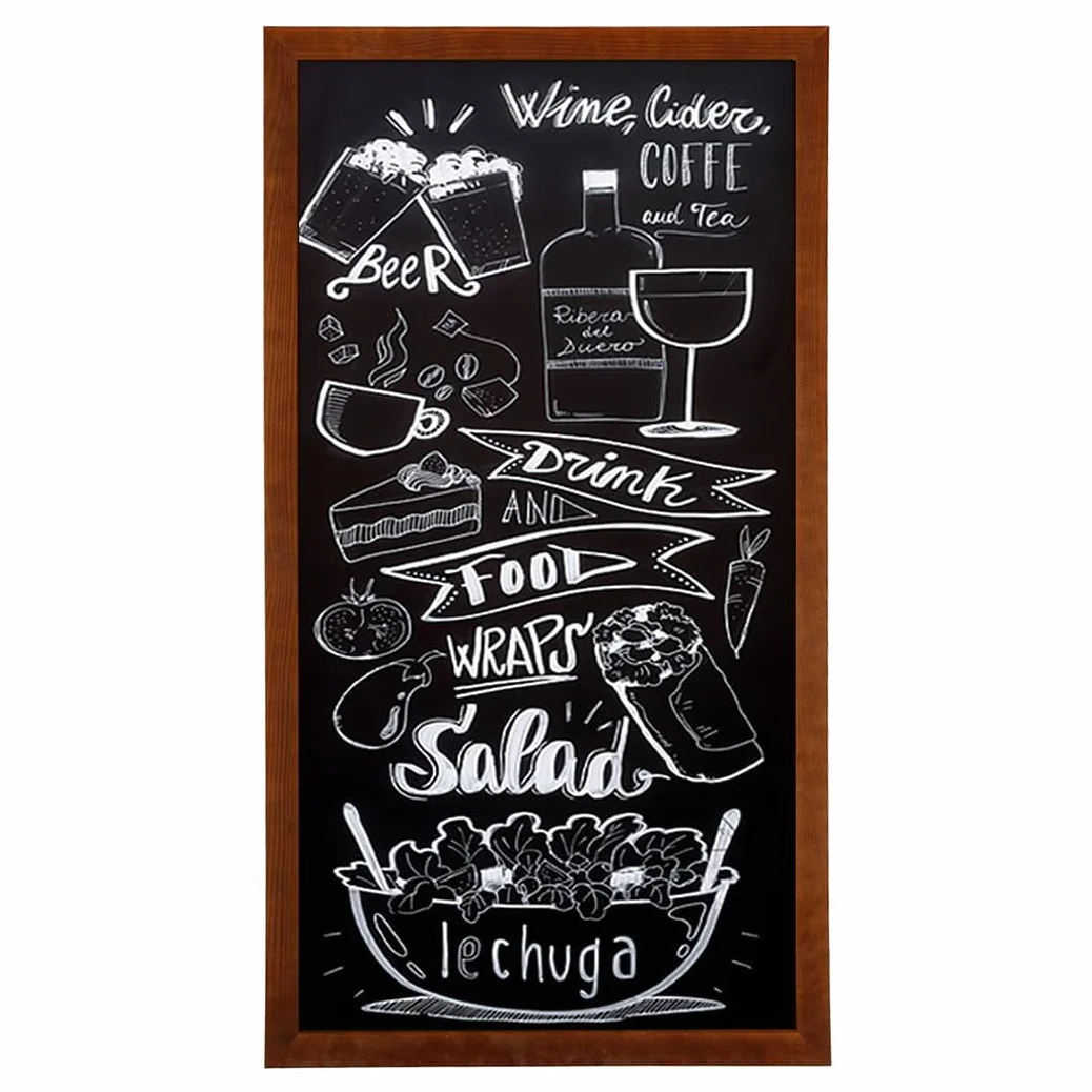 MG Design Tableau noir 50 x 100 cm Ardoise cadre en bois Marron surface effaçable