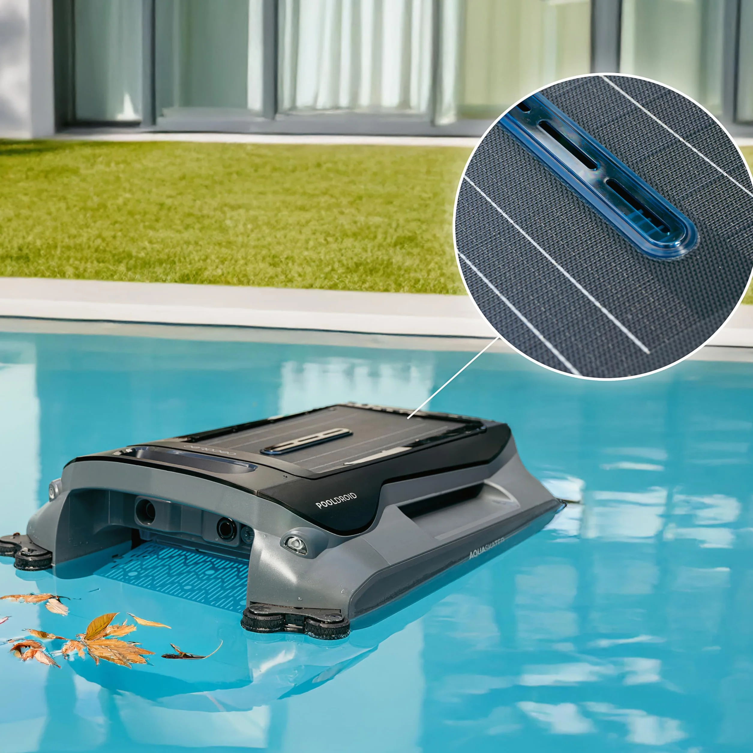 Cecotec Robot Nettoyeur de Piscine Conga Pooldroid AquaSkater Recharge Solaire Autonomie 16h Panier 4,5L Filtre 187,5 μm