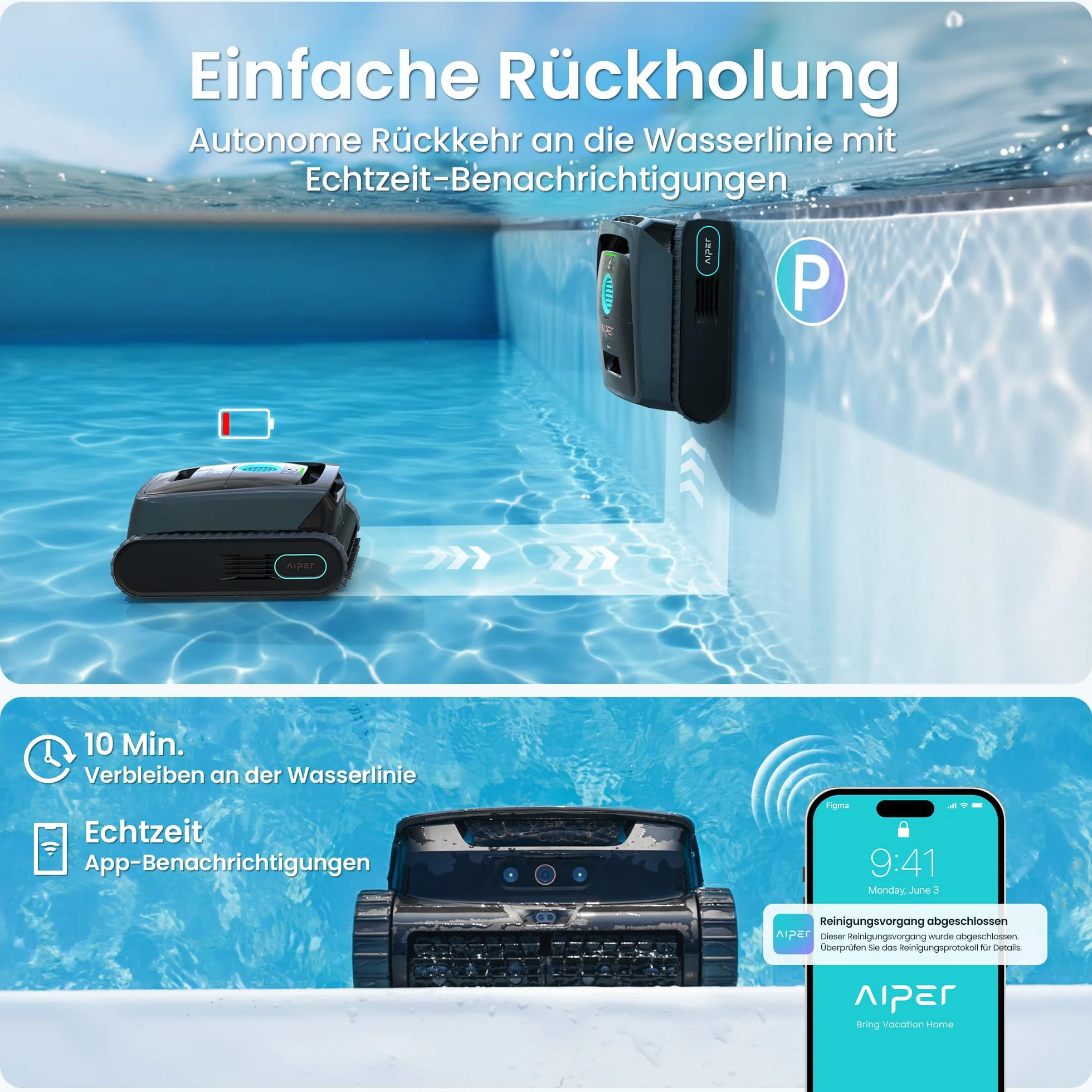 AIPER Scuba V3 Robot Piscine Fond et Parois Vision par IA Aspirateur sans Fil Léger avec App 200 m²