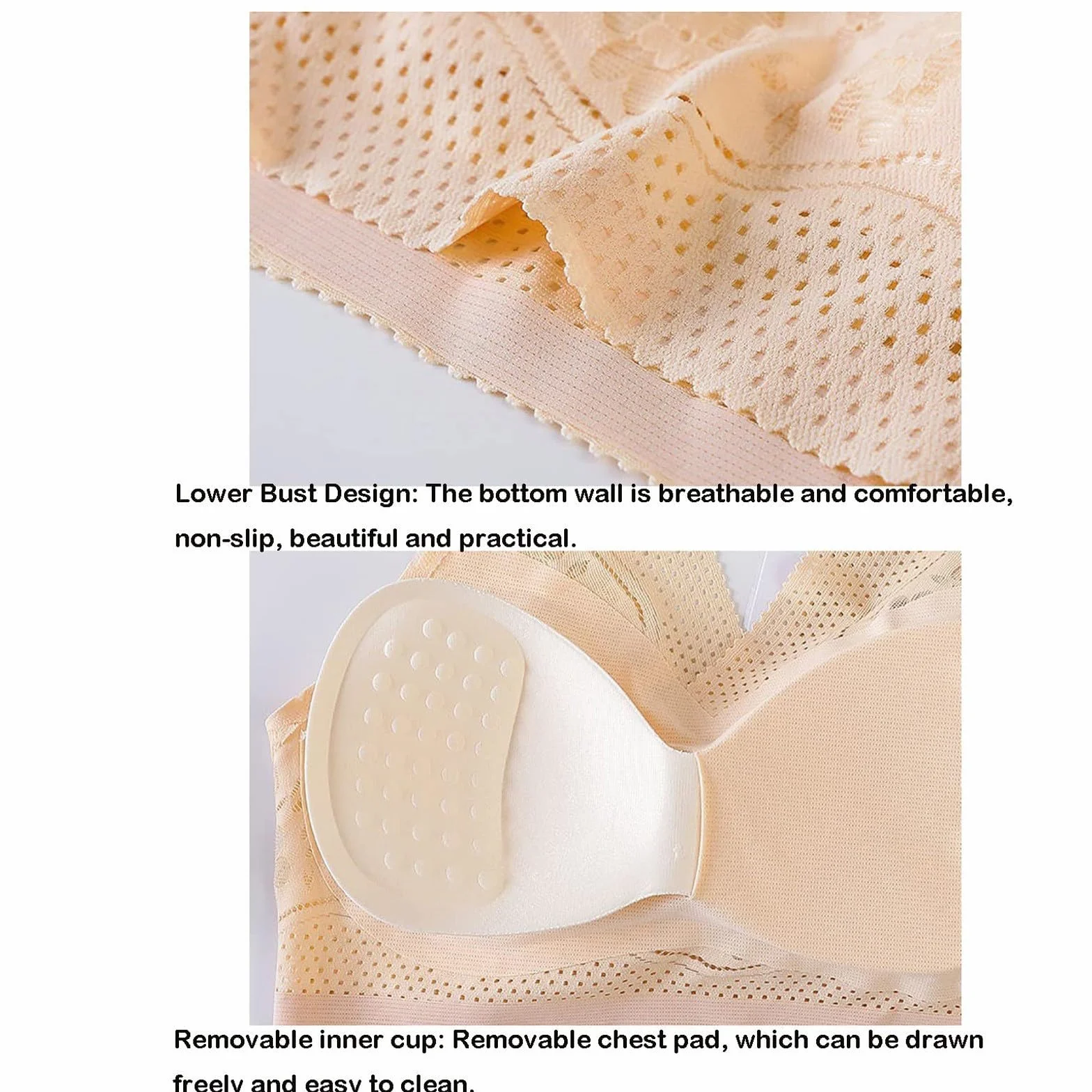 Lot de 3 Soutien-Gorge sans Armature, Sport Femme Élégant à Impression 3D Respirante