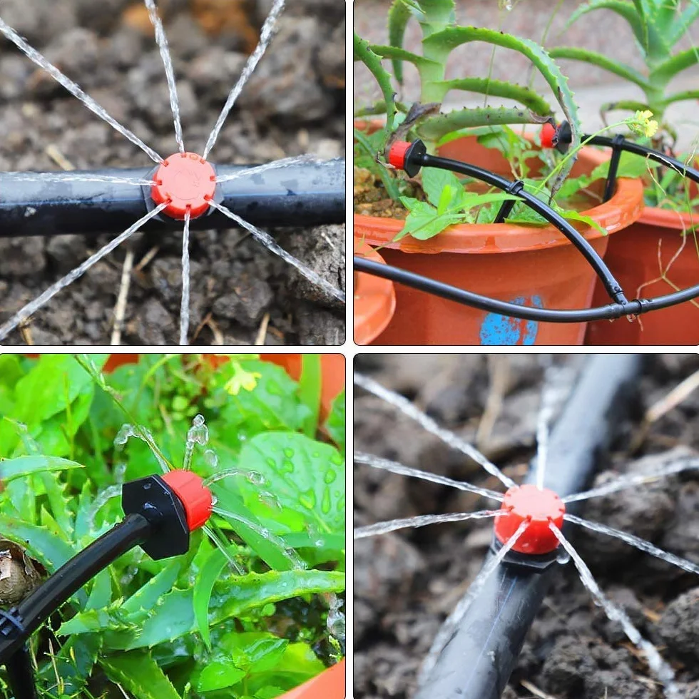Goutteurs d'irrigation réglables, 100pcs Kit système goutte à goutte avec buses de brumisation