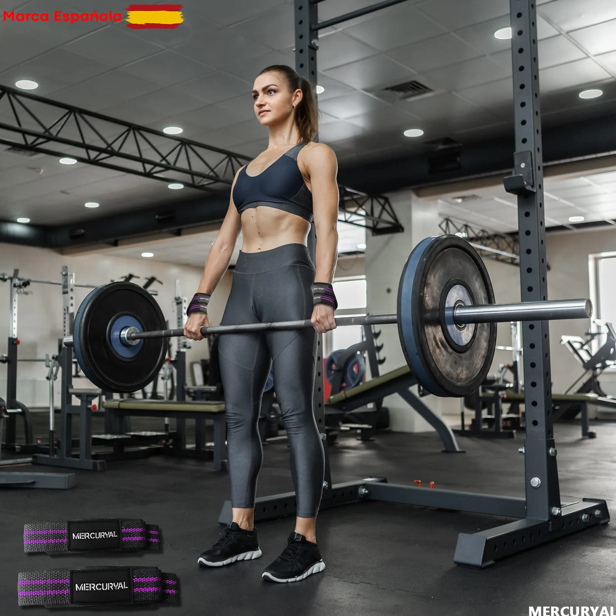 MERCURYAL Straps en 8 Gym pour niveau avancé et professionnel – Straps Powerlifting – Sangles de préhension en forme 8 de gymnastique et poids mort – Complément pour la salle de gym – Accessoires de