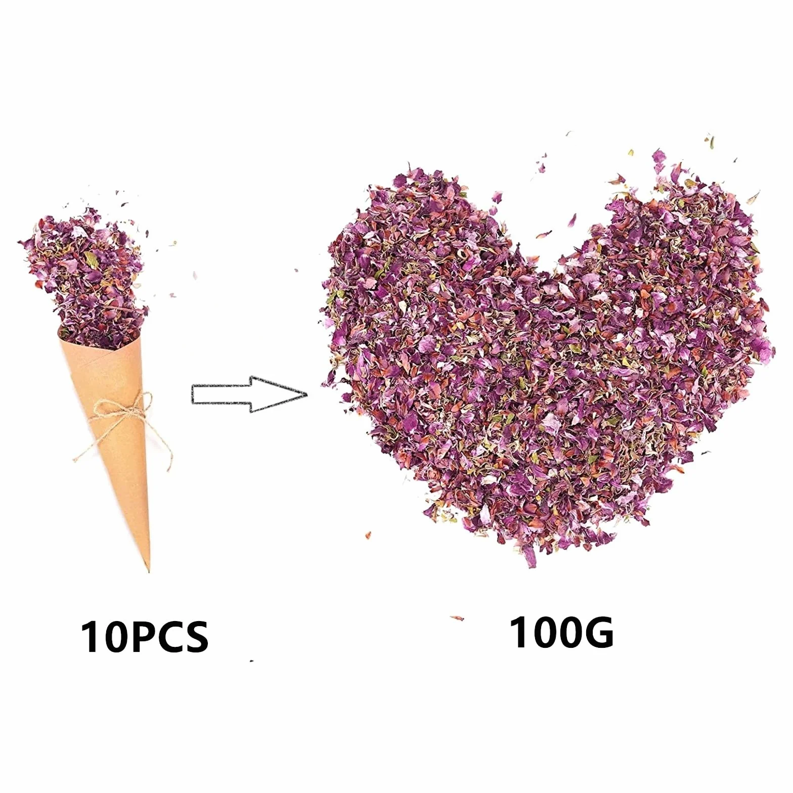 Confettis de Pétales de Mariage Naturels, 1 Litre Fleurs Séchées de Rose, Décoration