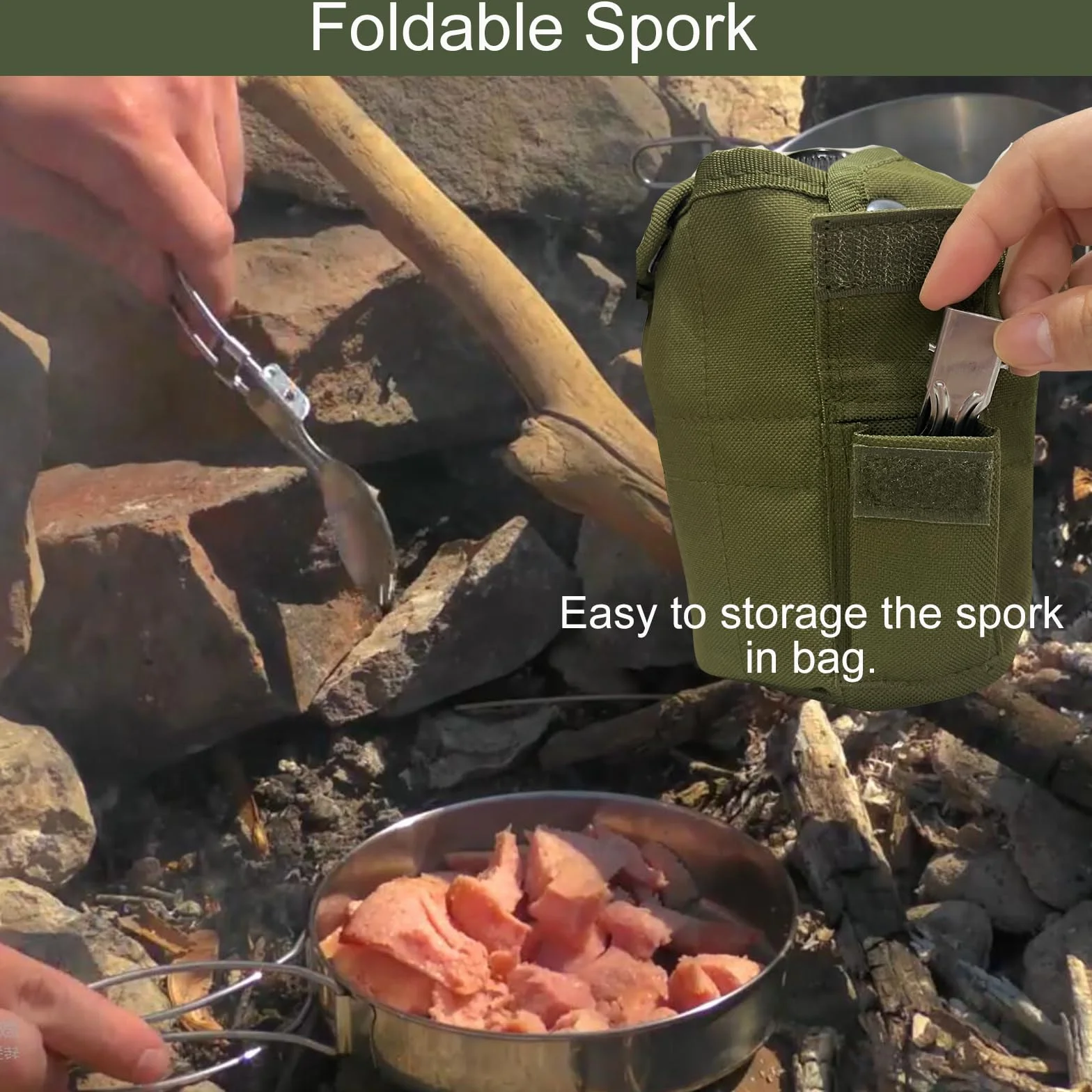 BeGrit Bouteille d'eau militaire avec bouteille d'eau de 1 L pliable en aluminium avec poignée et sac de rangement pour la survie en plein air, la randonnée, la randonnée (vert)