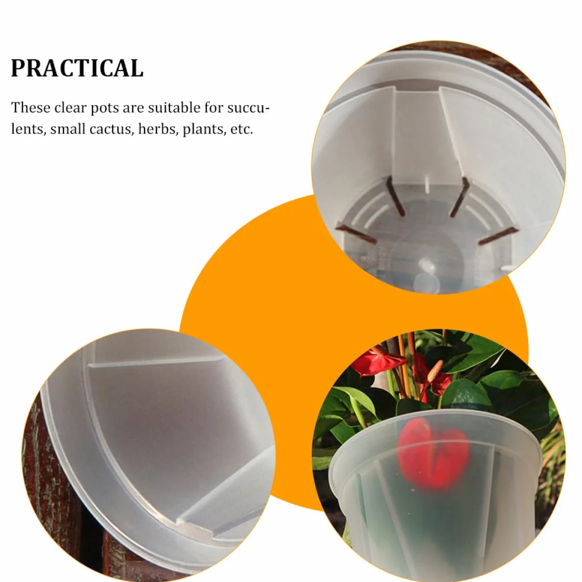 DOITOOL Lot de 2 Jardinières à Orchidées Transparentes en Plastique avec Trous de Drainage Ø27 cm