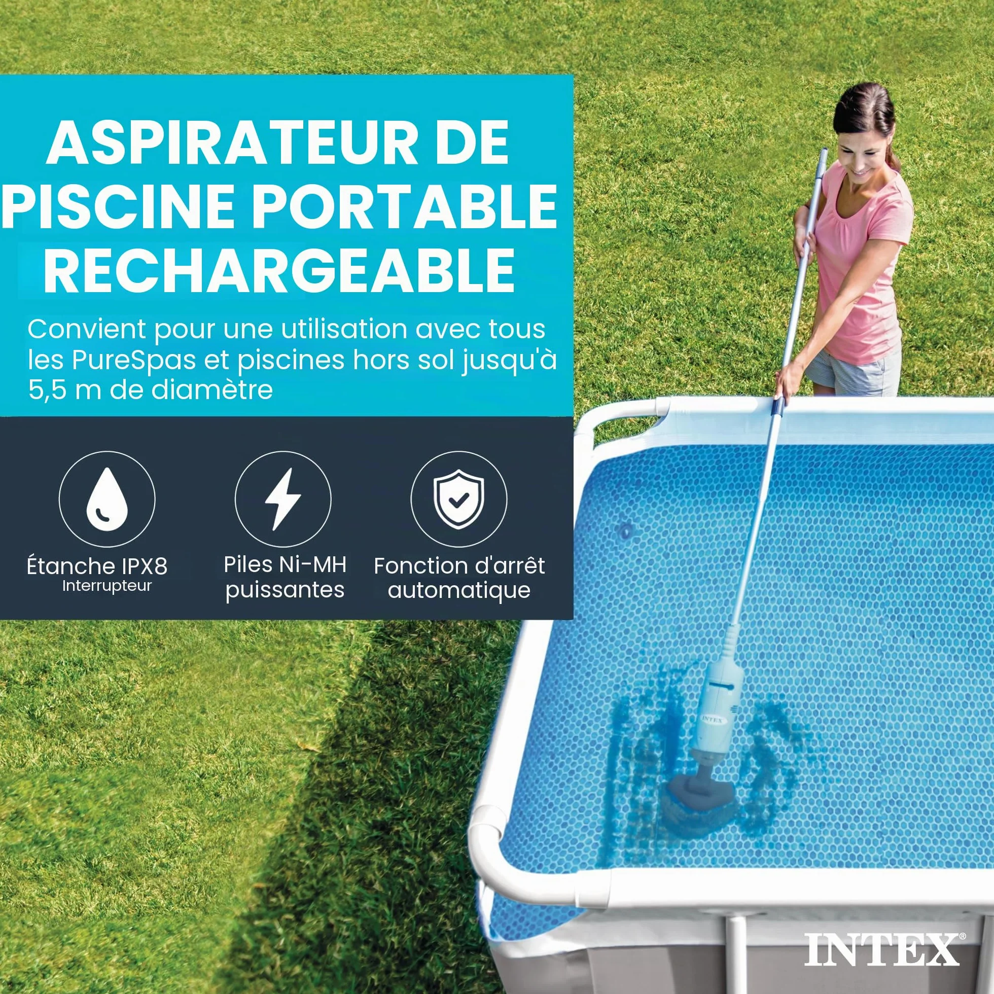 Intex 28620EP Aspirateur de piscine à main rechargeable Gris