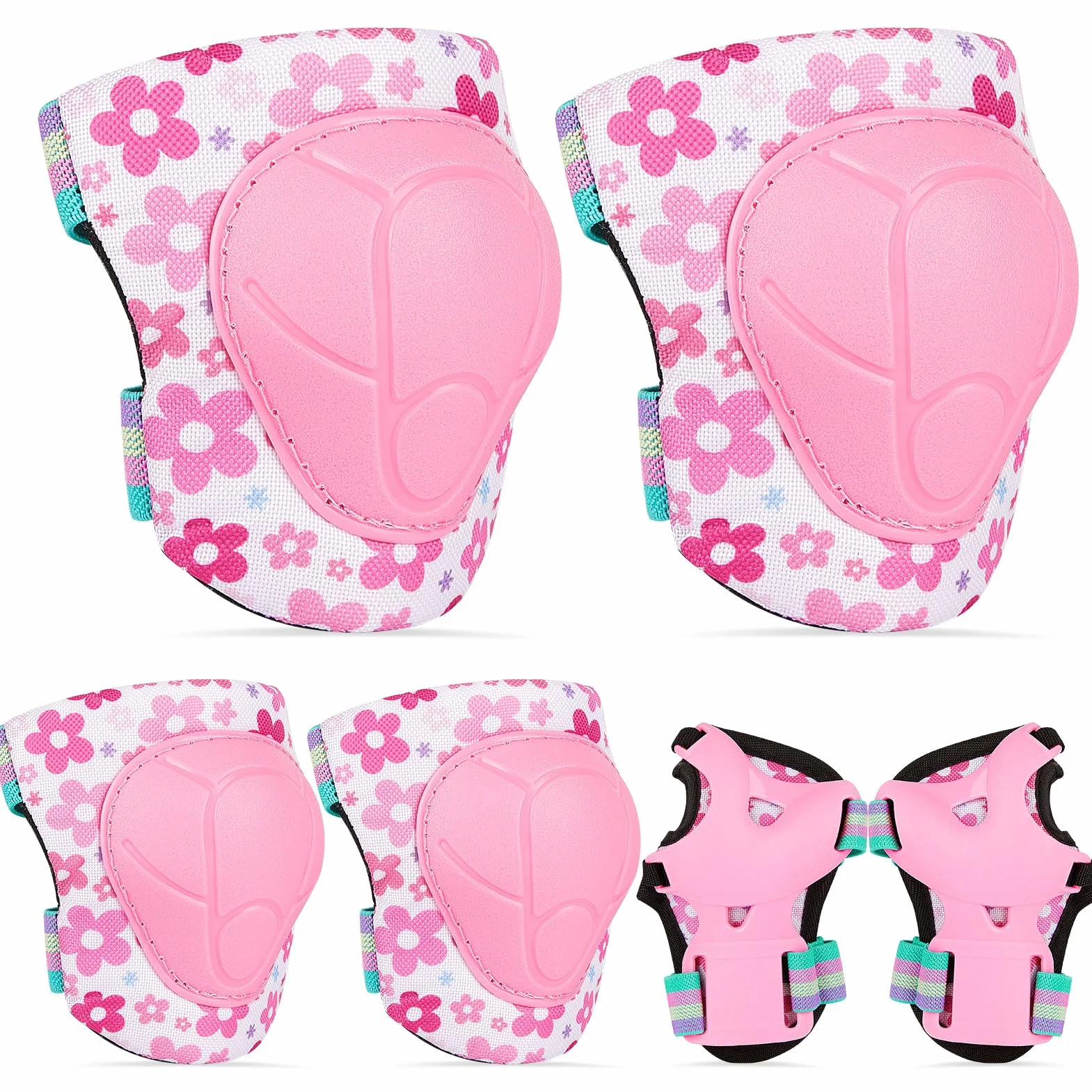 MHJY Genouillère Enfant Protection Roller Velo Fille Coudières Protège-Poignets Garçons Protege Genoux 7 en 1 pour Velo Skateboard Trotinette Patinage 3-8 Ans