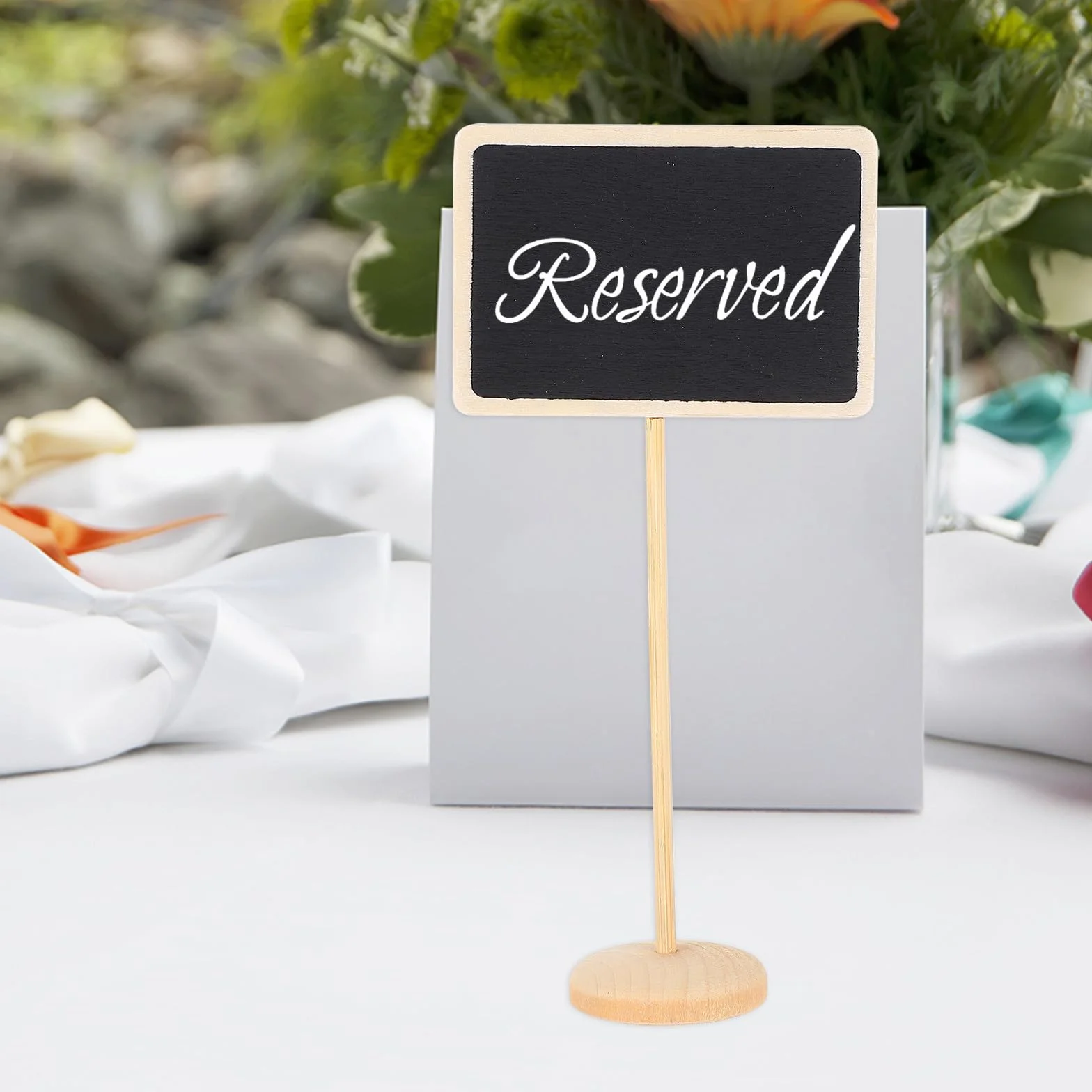 Lot de 10 Mini Panneaux à Craie Bois Rectangulaires Ardoises Décoratives pour Messages Marque-place Mariage