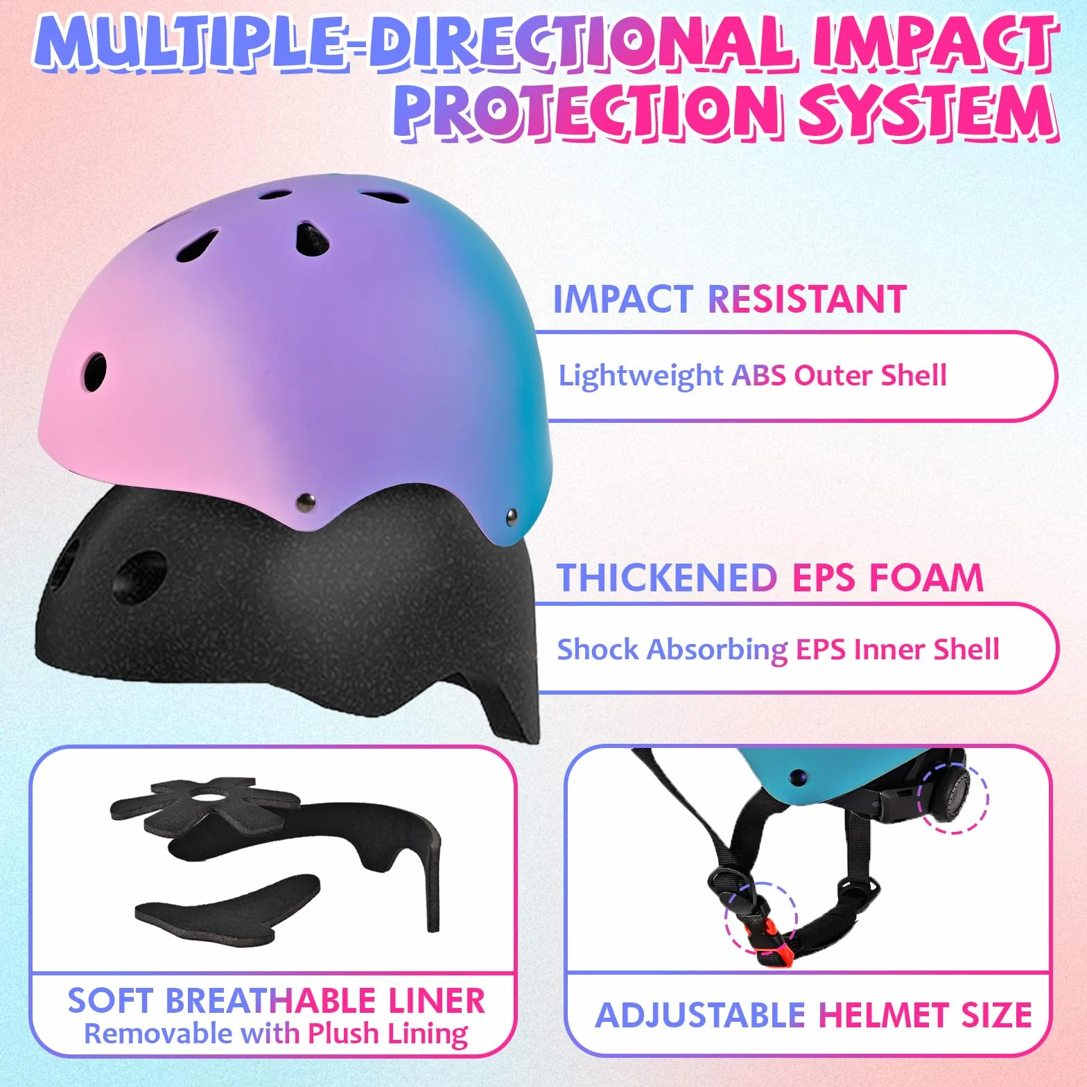 Casque Vélo Enfants Réglable Protection Multi-Sports Cyclisme Skateboard Patinage Trottinette