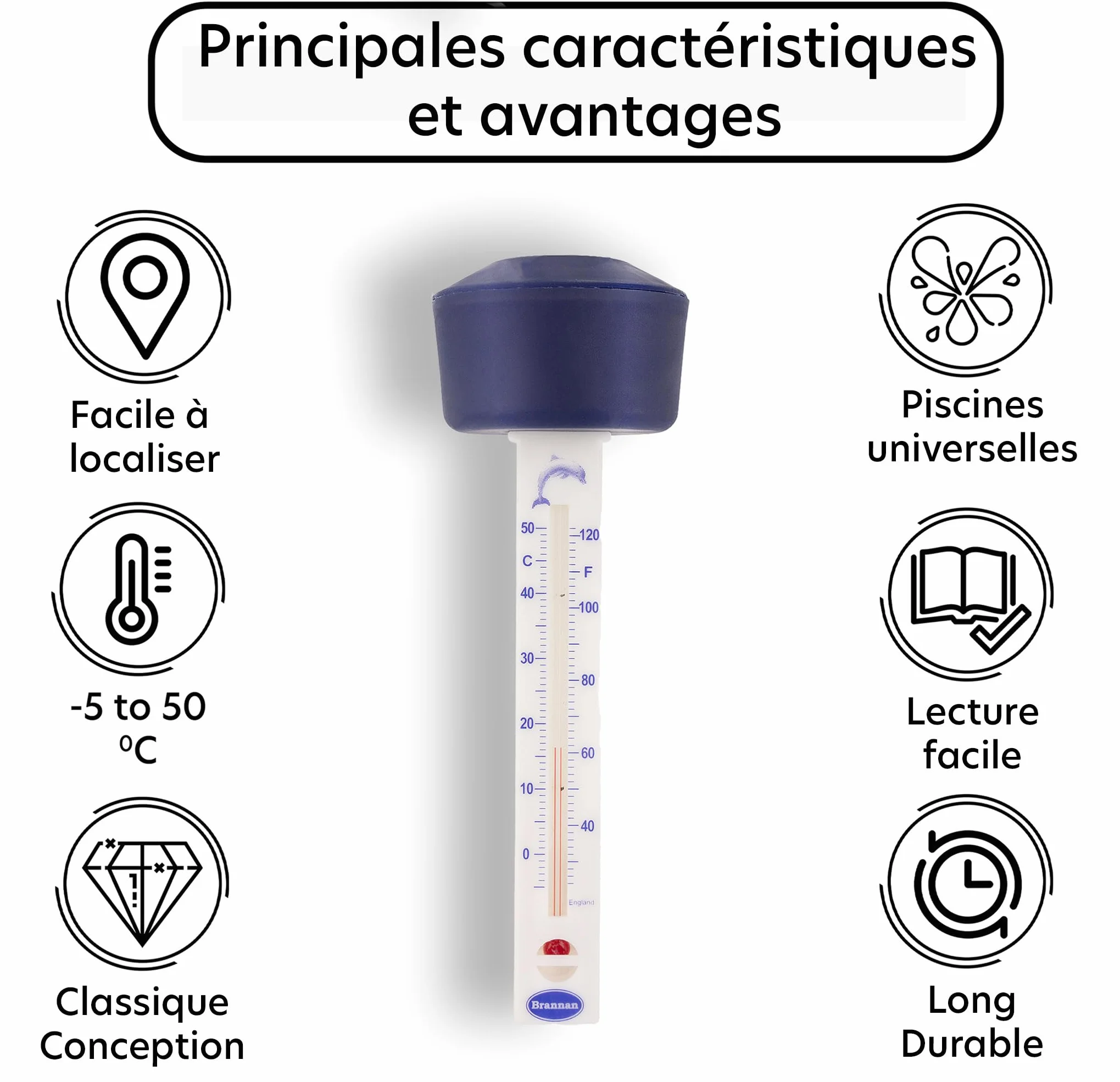 Thermomètre piscine flottant