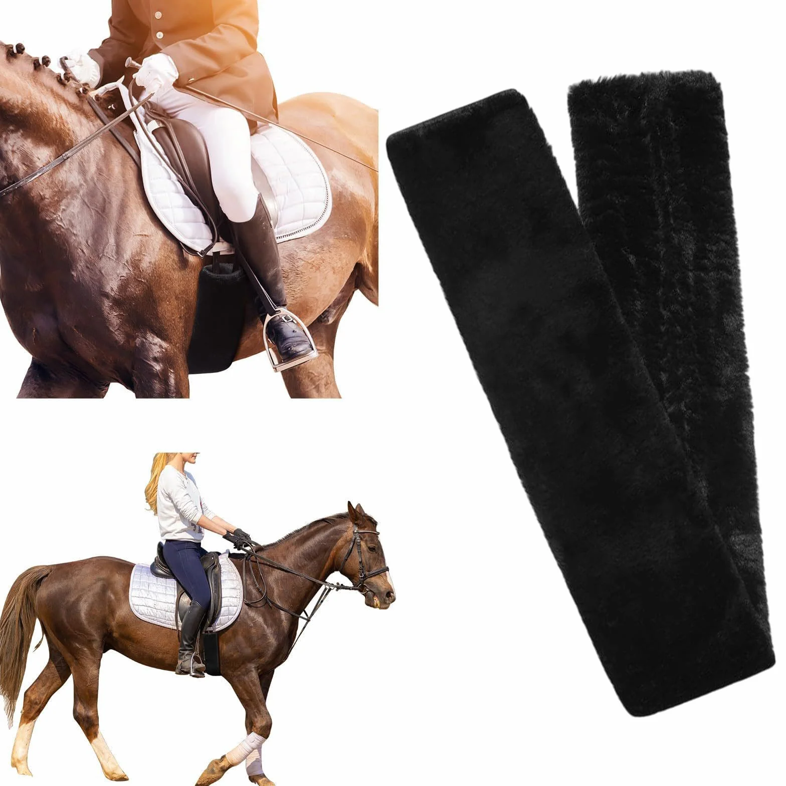 Housse de Sangle pour Cheval Absorbant la Transpiration, protège-Ventre Souple, Protection pour Le Saut, Les présentations Quotidiennes, Le Dressage, Noir