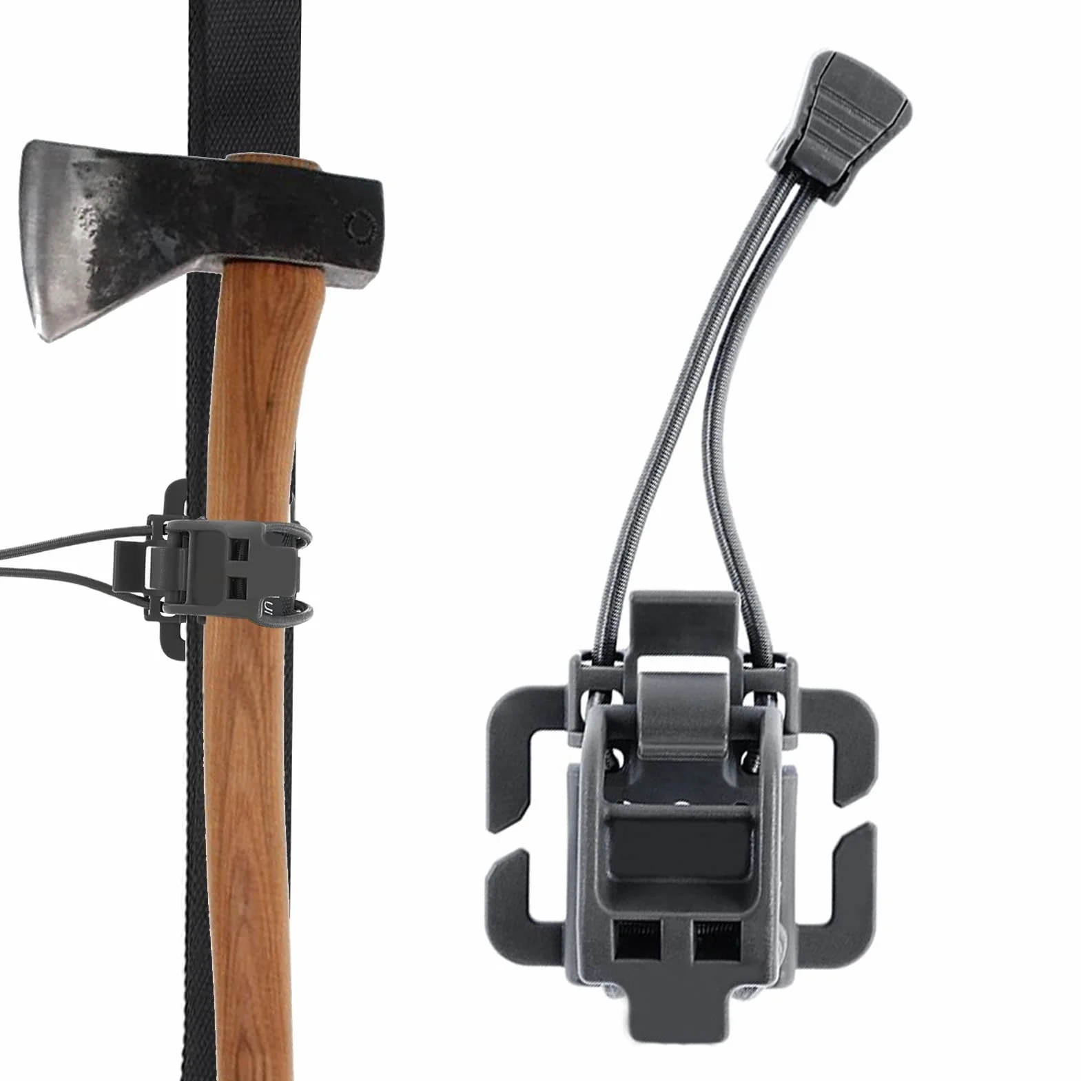 2 Clip pour Équipement Tactique, Attaches Tactiques Molle, Tacticals Outdoor Webbing Buckle Clip, Pince Légère pour Hache À Glace, Clip Fixe À Déclenchement, Randonnée