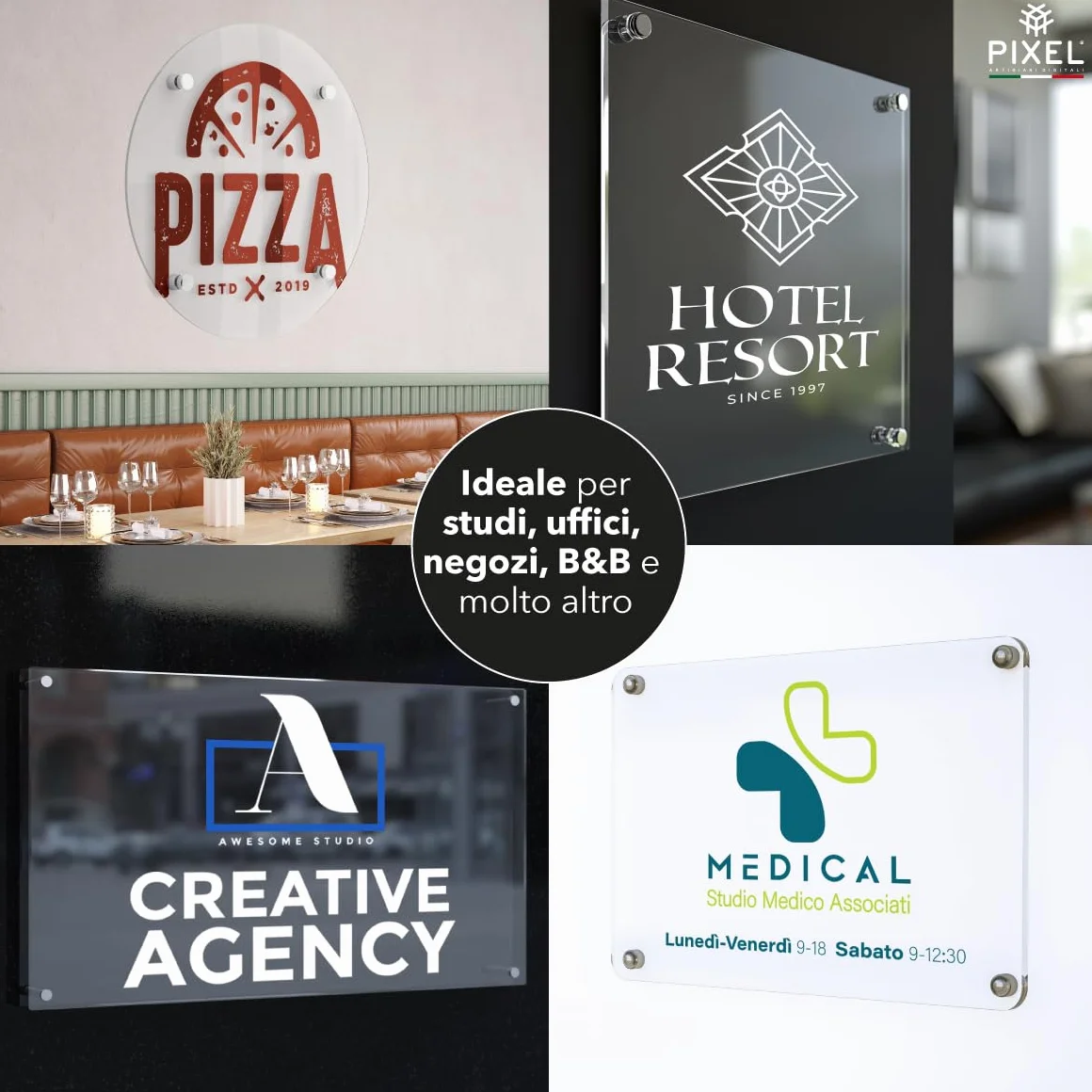 Plaque Personnalisée en Plexiglas pour Extérieur avec Logo, Texte ou Image 20x15