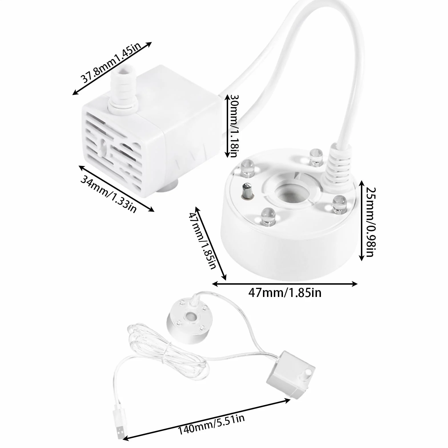 Machine à Brouillard pour Aquarium LED USB - Appareil à Ultrasons avec Lumières Couleur Changeante