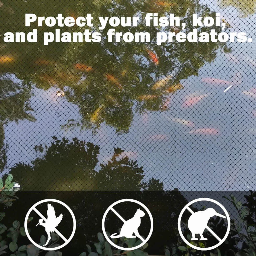 Filet pour Bassin 3x3m - Filet de Protection pour Étang, Anti Oiseaux avec Piquets