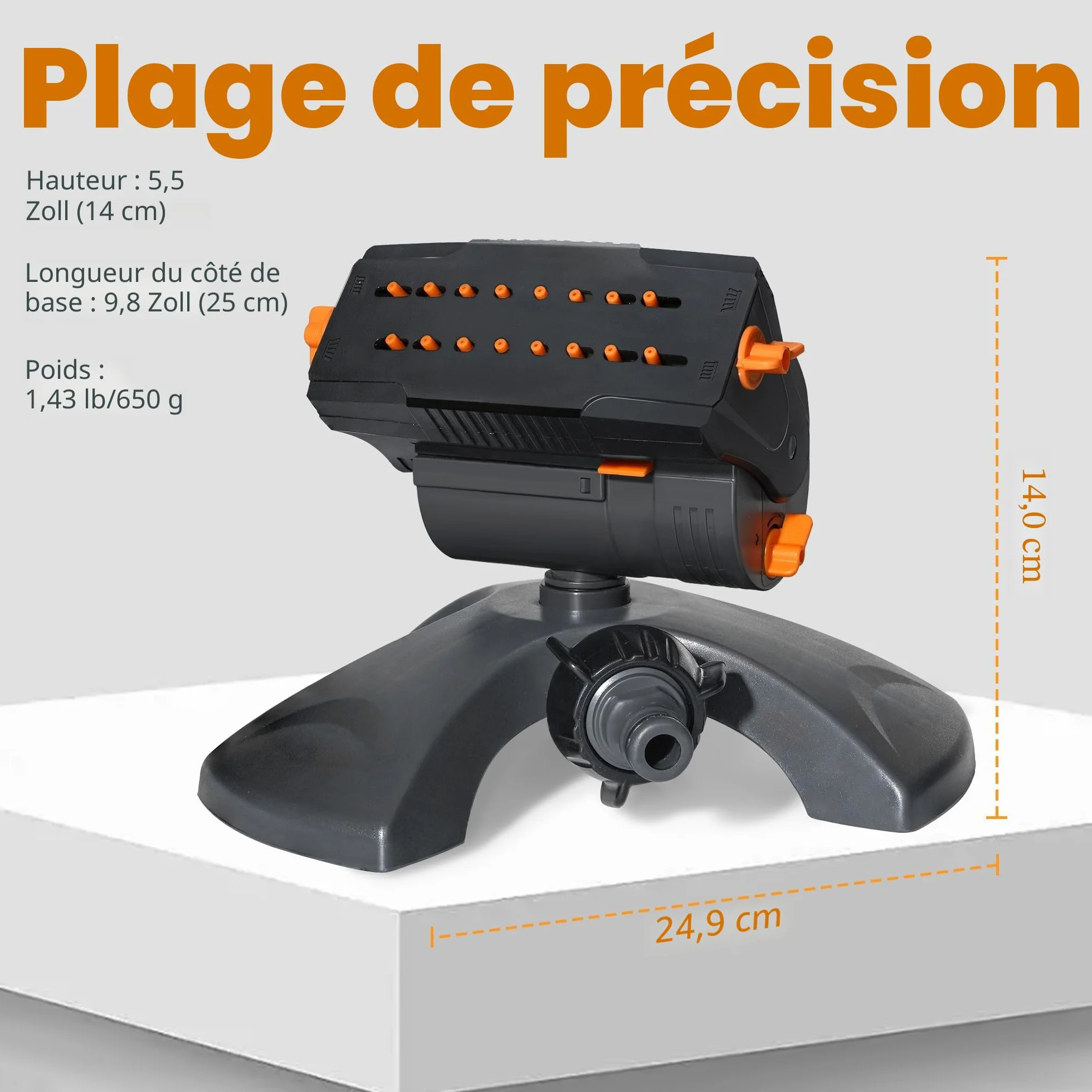 Diivoo Arroseur Oscillant 16 Buses, Arroseur de Jardin Automatique à Gazon avec Raccord Rapide, Gris