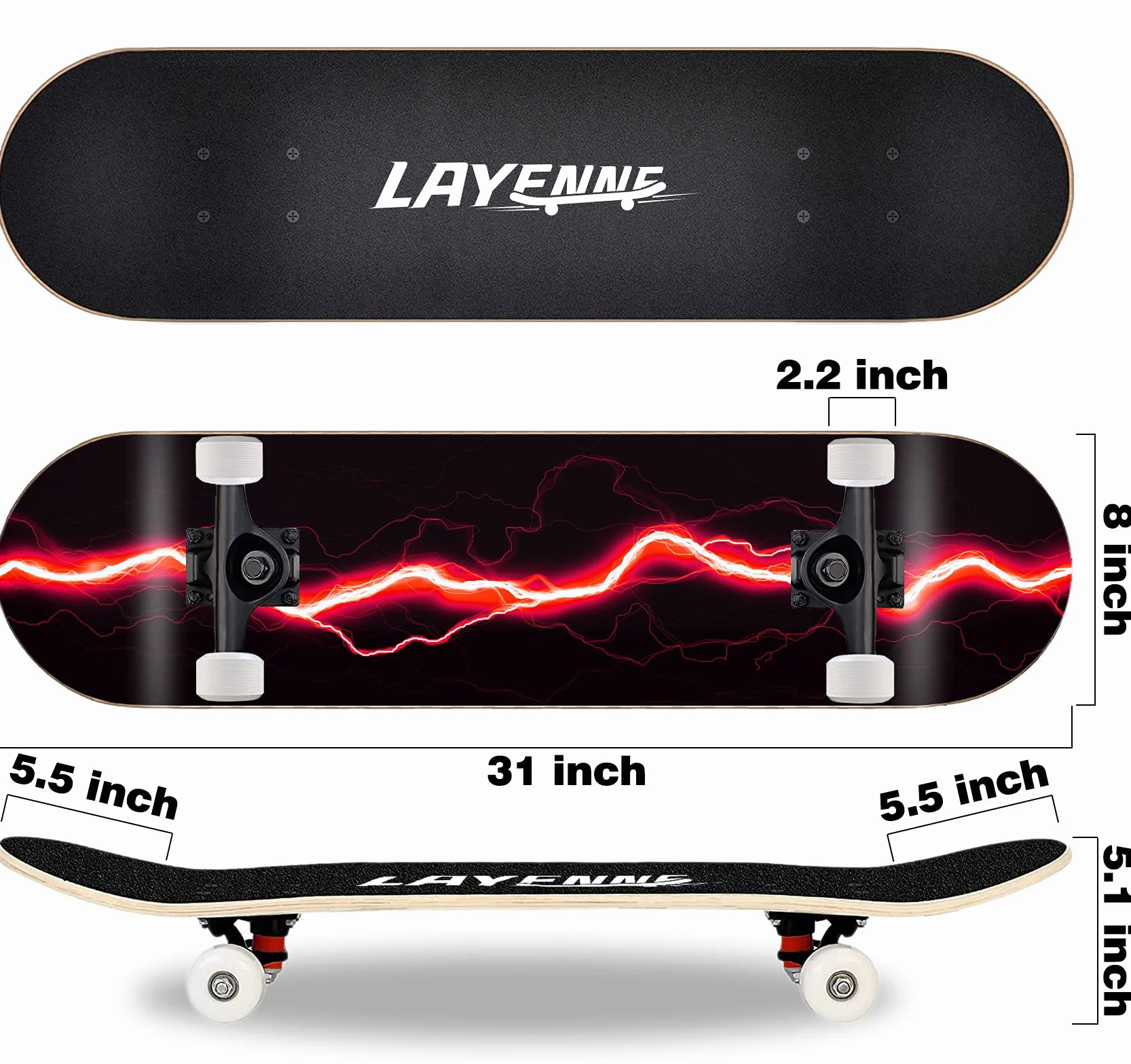 Skateboard débutant, Skateboard à Double Inclinaison en érable, Roulement ABEC-11, Adolescents, Enfants, garçons, Filles, Skateboards Adultes