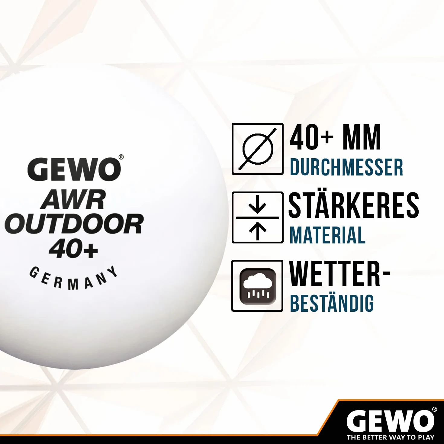 GEWO AWR Outdoor 40+ Balle de Tennis de Table d'extérieur