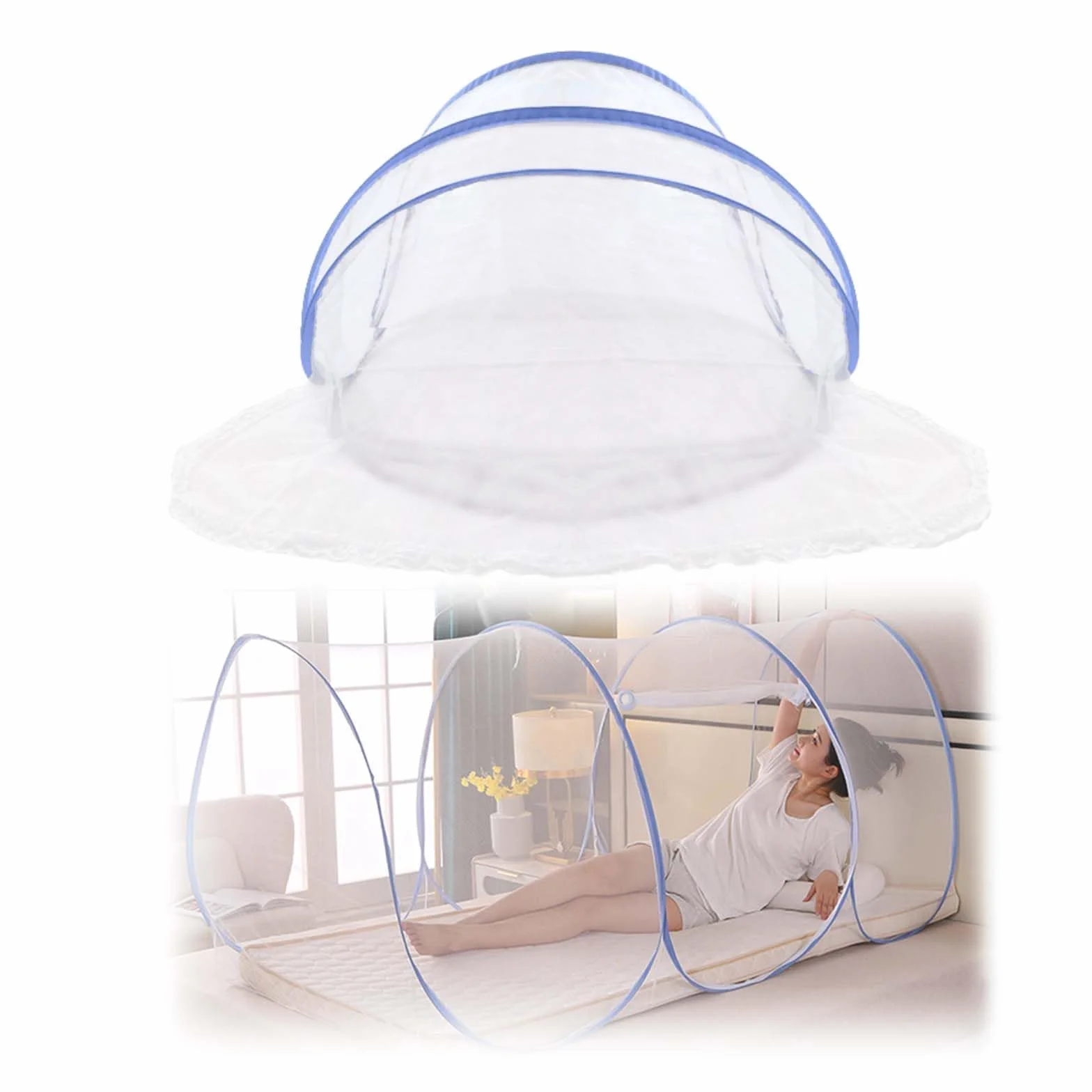 litmoustiquaireFamilial,190 * 90 * 90cm TenteMoustiquaire,MoustiquaireVoyage,moustiquairedecamping Simple,Moustiquaire Lit Simple Pliable,pour Les Voyages, Le Camping, l'usage à la Maison, etc.