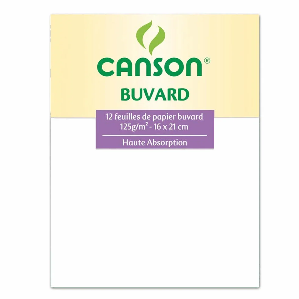 CANSON Pochette Buvard 125g 160 x 210 mm Blanc 12 Feuilles