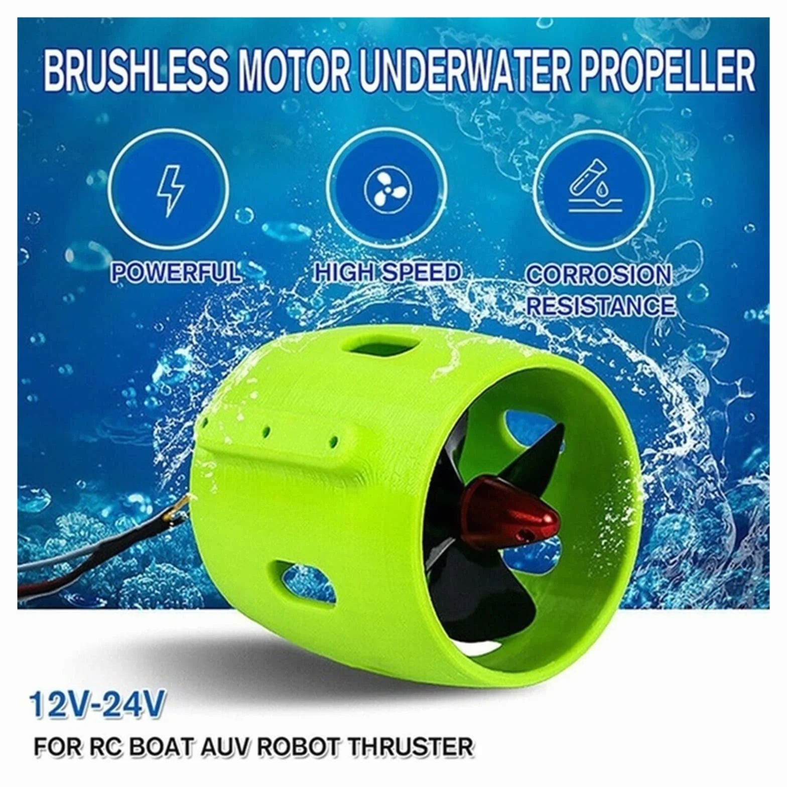 Trottinette sous-Marine, Trottinette Marine, 12-24V DIY Modèle Navire Hélice Sous-Marine Moteur d'entraînement Thruster Sous-Marine pour Bateau RC pour Piscine, Plongée et Plongée en apnée