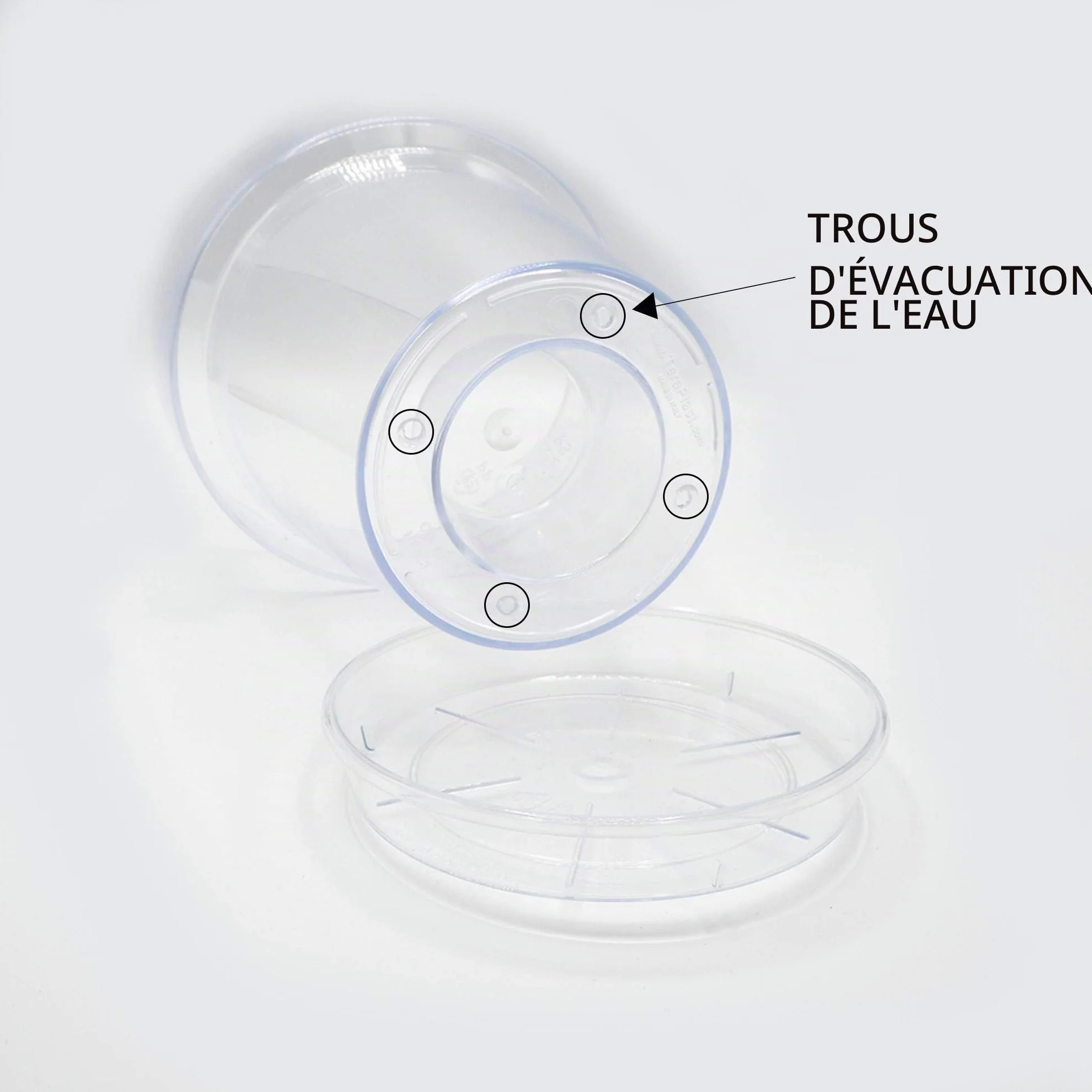 Pot pour orchidées Transparent Plastique Ø 16 cm avec Trous de vidange et soucoupes Lot de 3