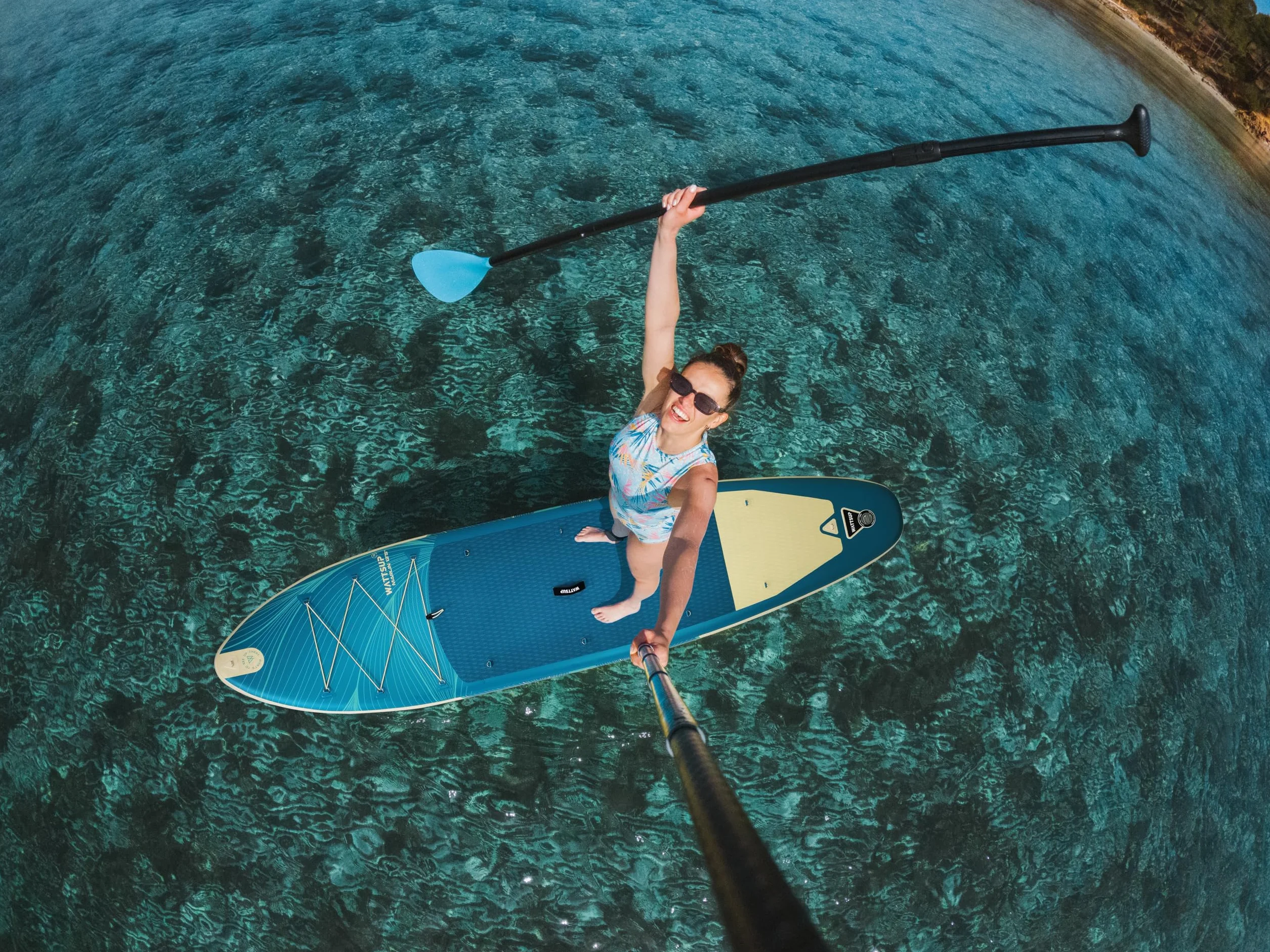 Wattsup - Sup Stand Up Paddle Gonflable - Gamme Essentials - Dropstitch - Pack Complet : Pagaie 2in1 Leash Pompe Sac de Transport