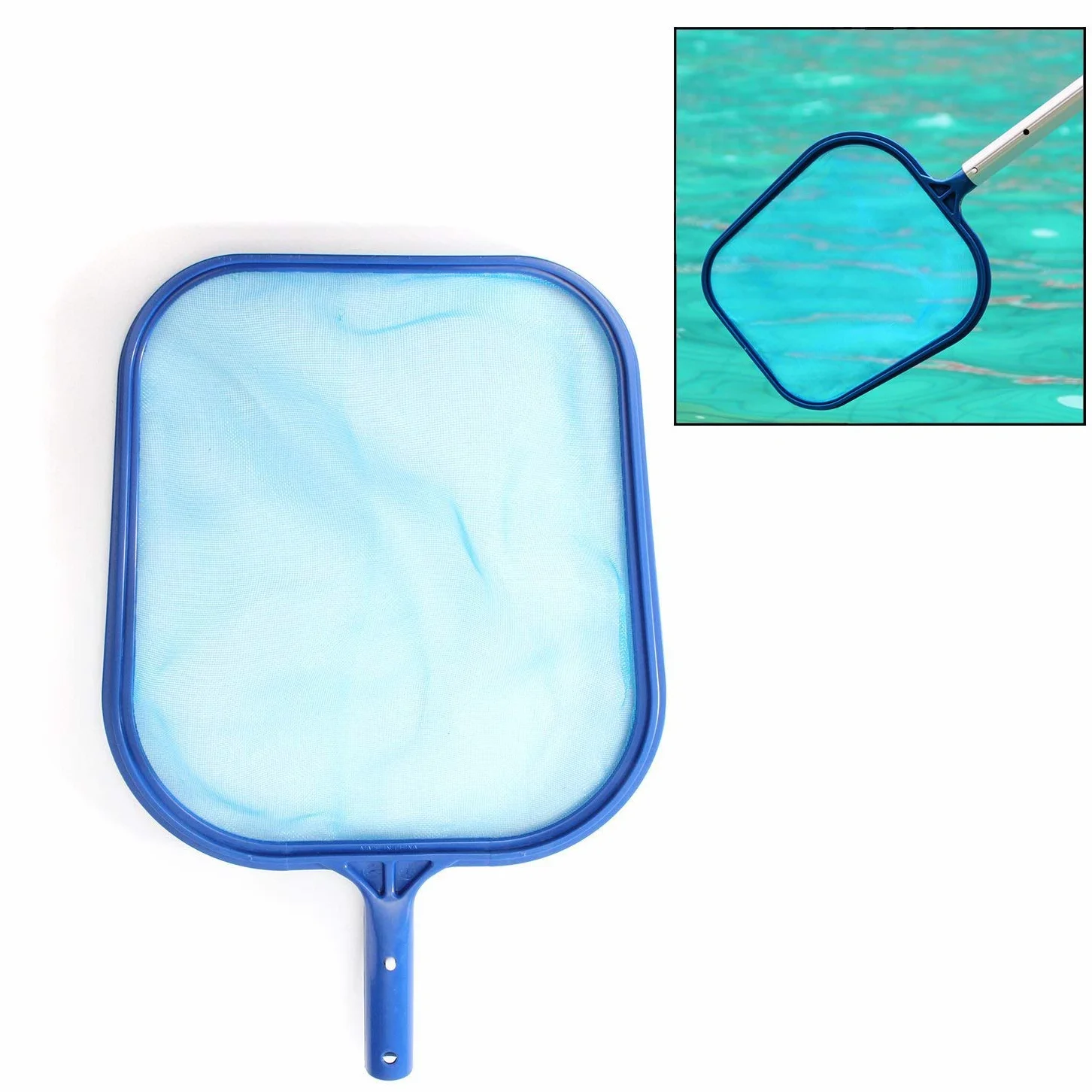 Épuisette de Surface pour Piscine Professionnelle Plastique Rake Net Mesh Skimmer Bleu