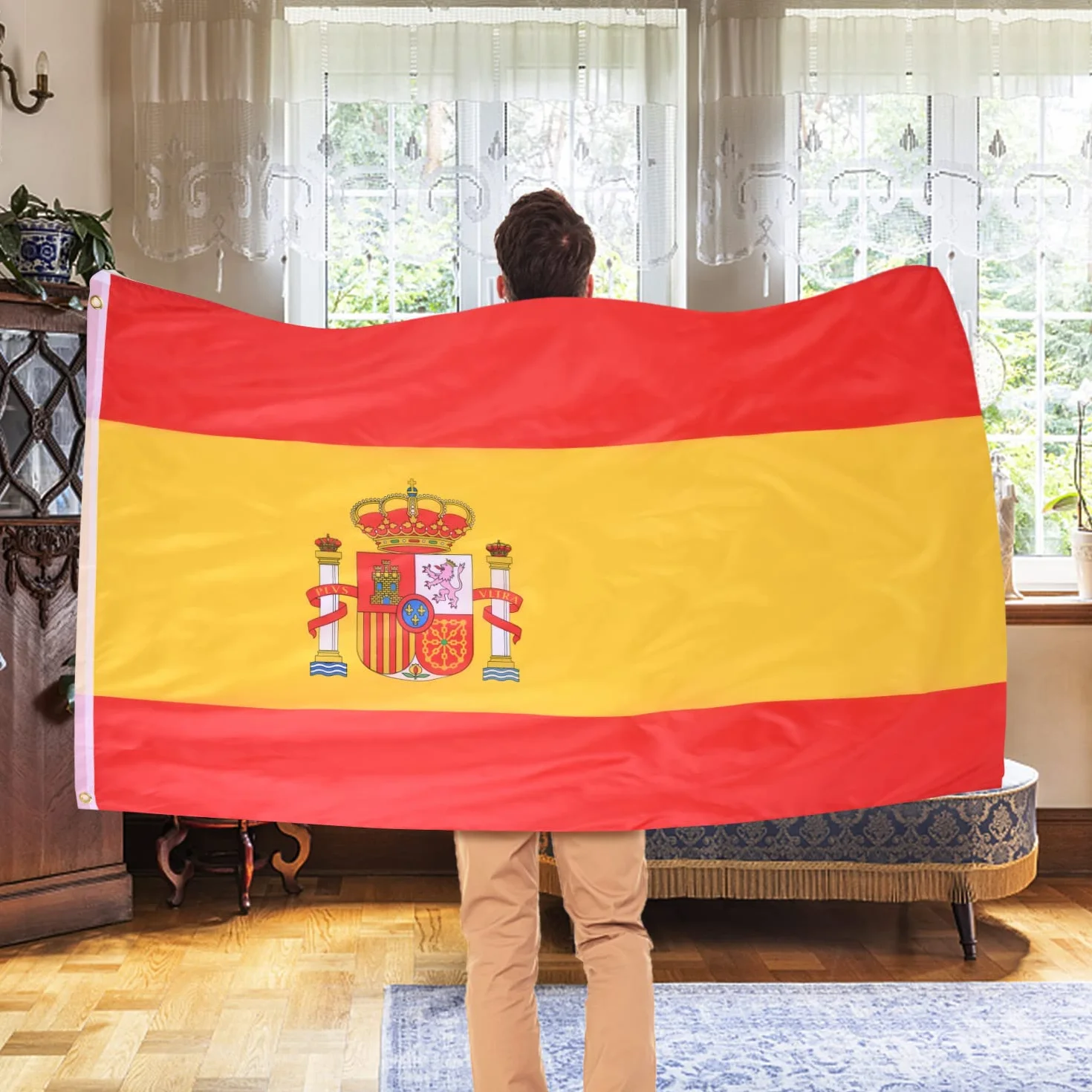 AhfuLife Grande Drapeau Espagnol 90×150cm Double Face Polyester avec Œillets en Laiton