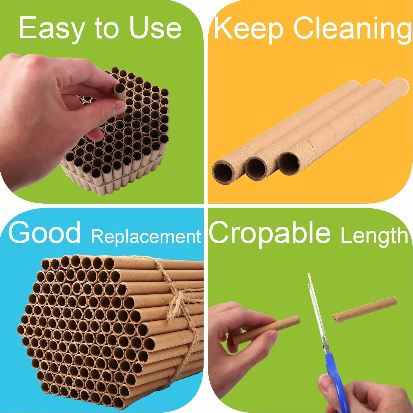 Lot de 100 hôtel à insectes - Remplissage tubes carton - Bricolage - Pour abeilles