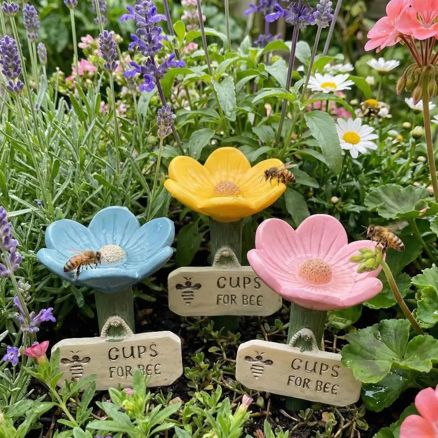 Station d'Abreuvement pour Insectes et Abeilles, Gobelets d'Eau Décoratifs Réutilisables, Abreuvoir d'Extérieur pour Pollinisateurs (5)