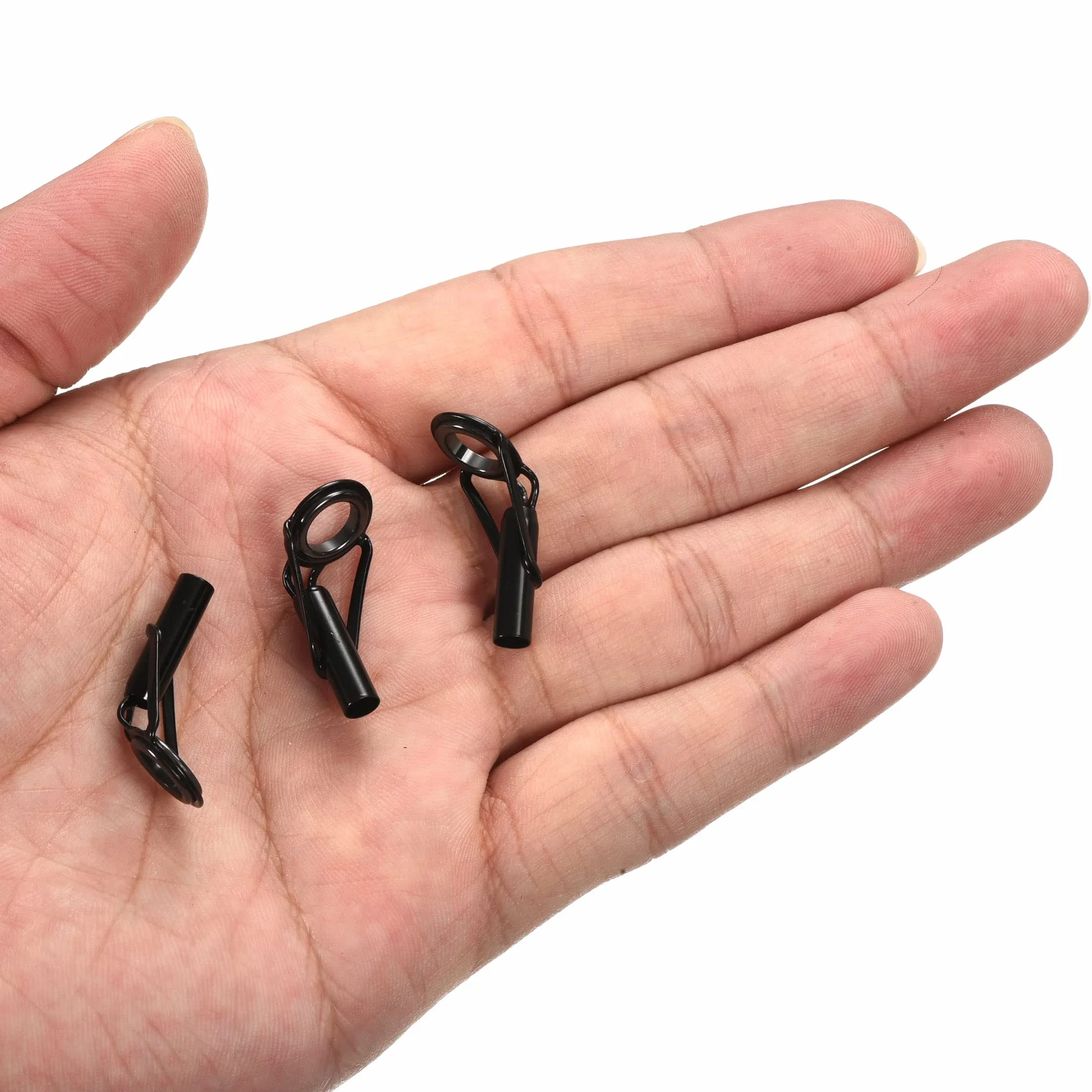 PATIKIL 4.0mm Tube Diamètre Pêche Barre Pointes Réparation Trousse 3pcs INOX Acier Noir Guide Anneau