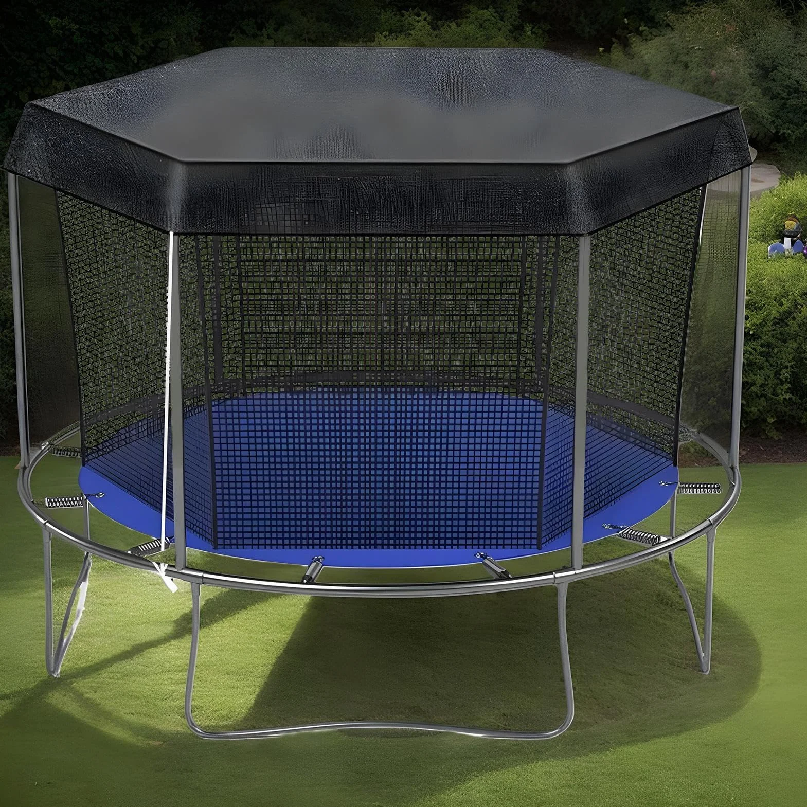 Housse d'ombrage Trampoline Ø183-427cm Toit Pare-Soleil 6/8 Poteaux Anti-UV imperméable