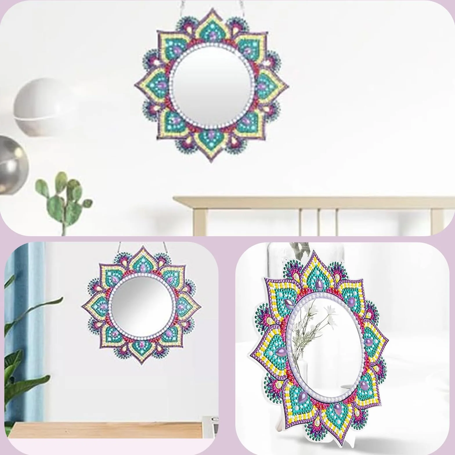 5D Diamond Painting Mirror pour Enfants Filles 6-12 Ans Décoration Chambre
