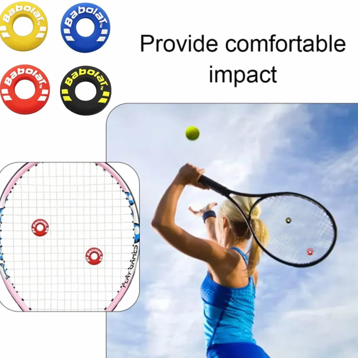 Amortisseur Raquette Tennis Lot de 8 Silicone Caoutchouc pour Raquette Tennis Squash Joueurs