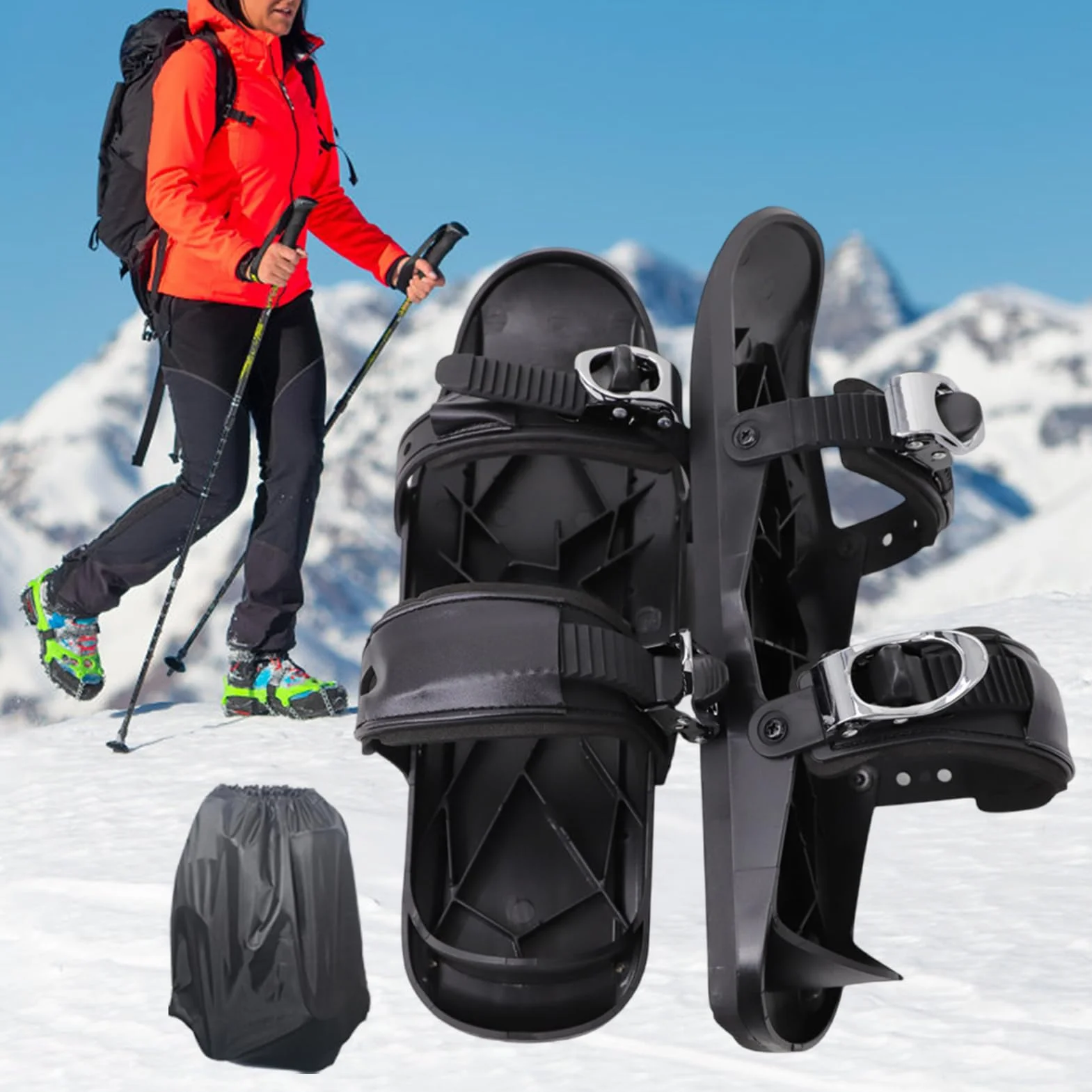 Mini Ski Skates, Chaussures De Ski Courtes Bottes Patins Neige, Skis Patins Neige Planches Courtes Chaussures Patinage Glace, Réglables Mini Skis Patinage Glace Raquettes Neiges Patinages Extérieur